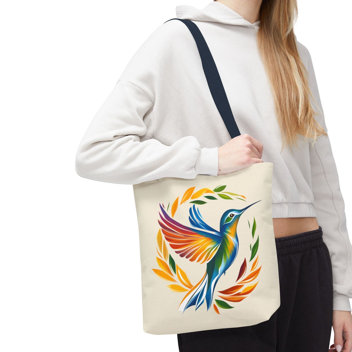 Hummingbird Rainbow Tote Bag - Natural color