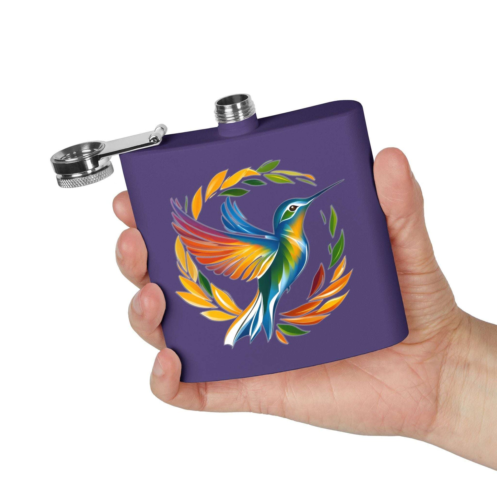 Hummingbird Rainbow Stainless Steel Flask - 6oz