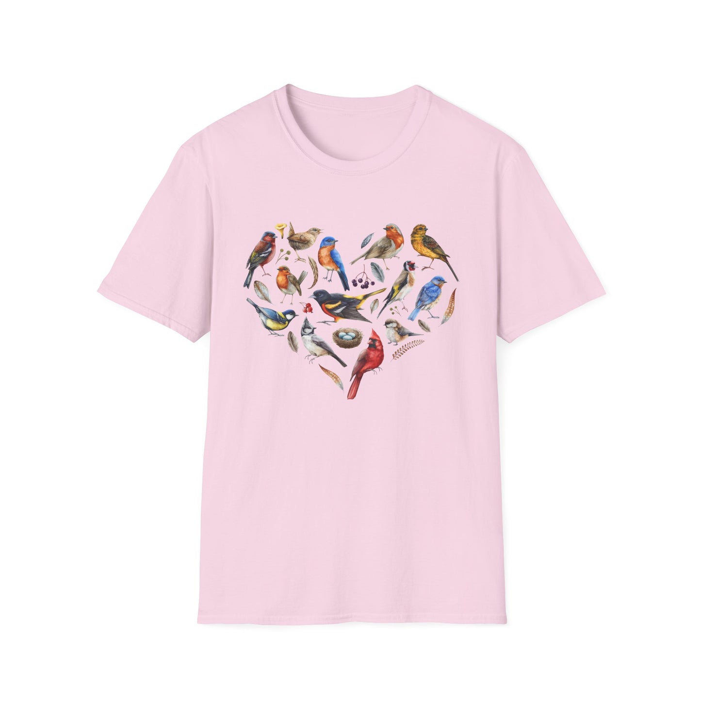 Heart of Birds Unisex Softstyle T-Shirt - Heart Design