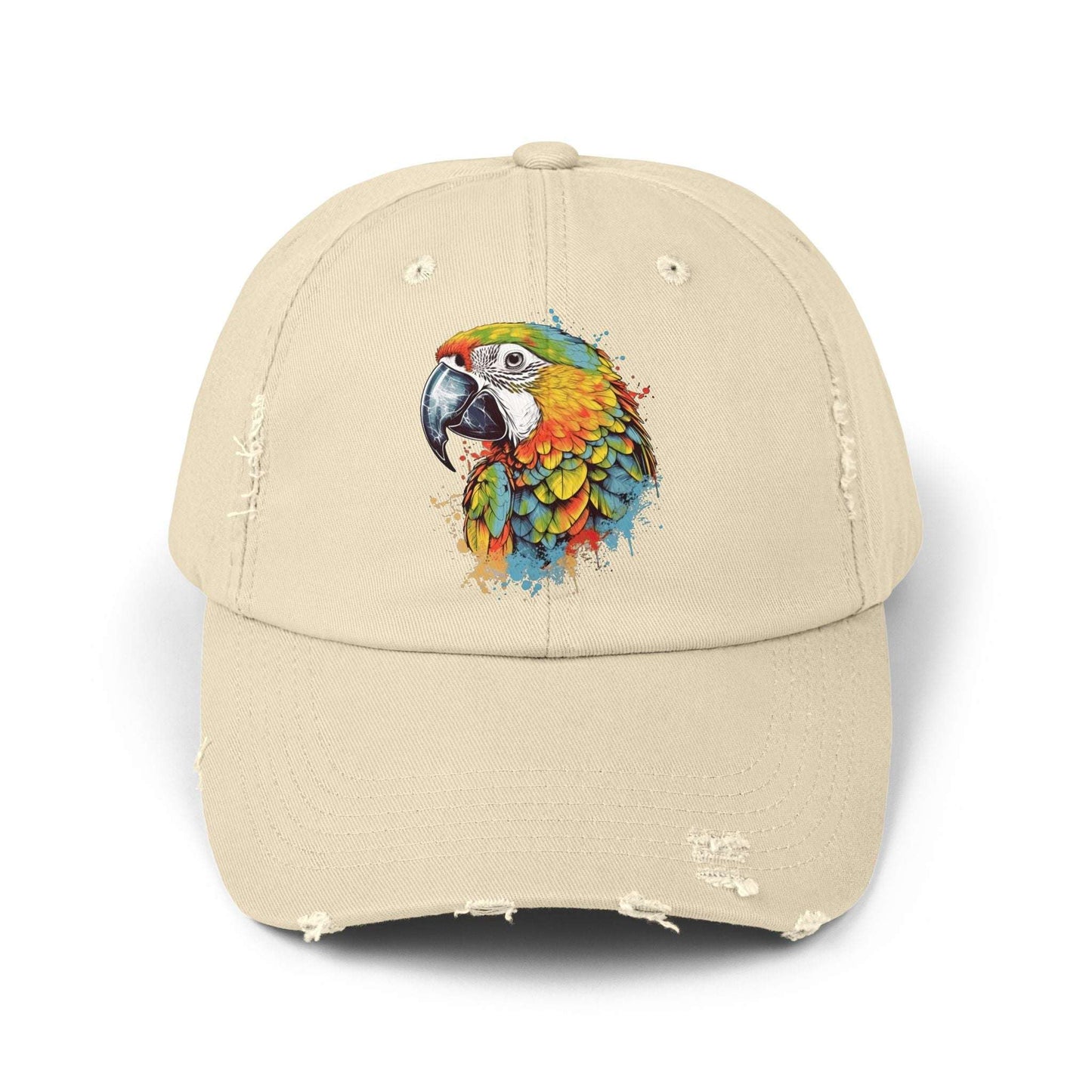 The Nerdy Birder Colorful Parrot Vintage Style Hat - Unisex Distressed Cap