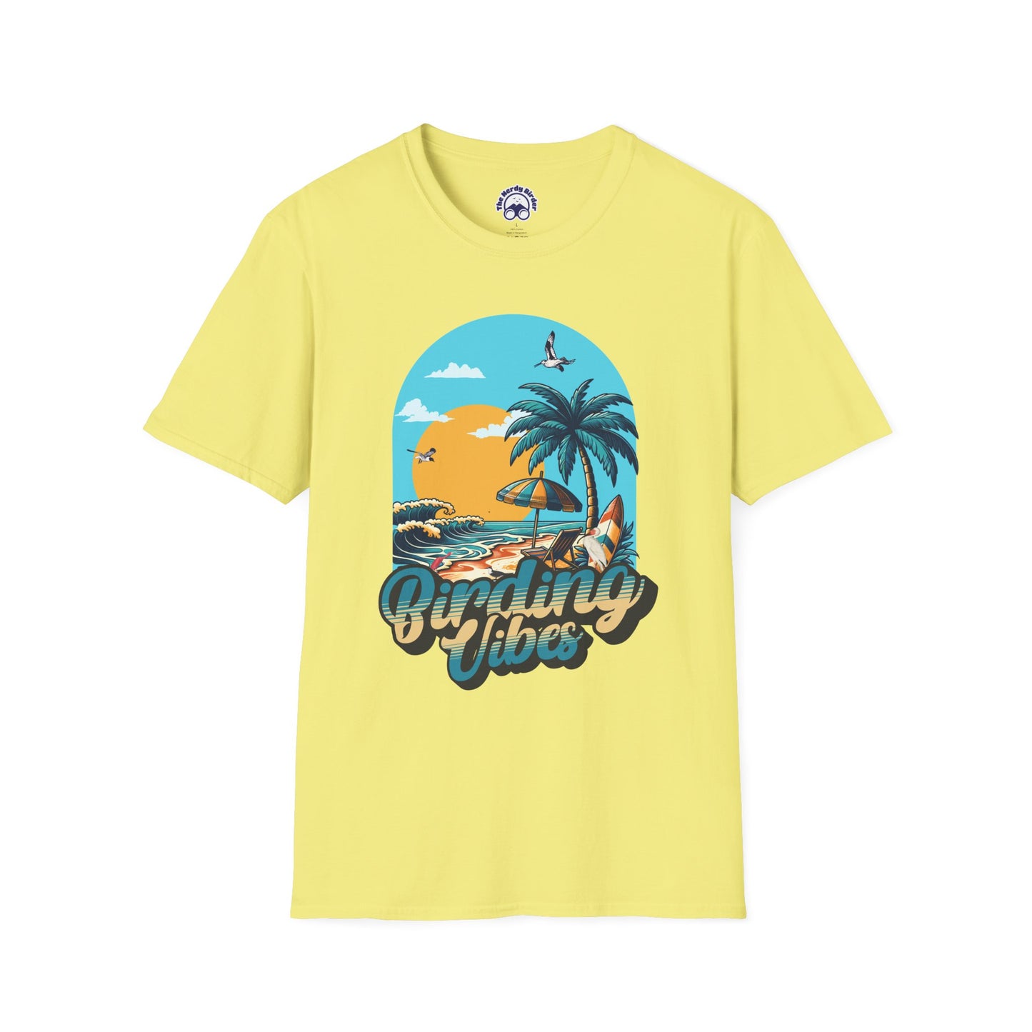 Birding Vibes Unisex Softstyle T-Shirt - Tropical Beach Graphic Tee