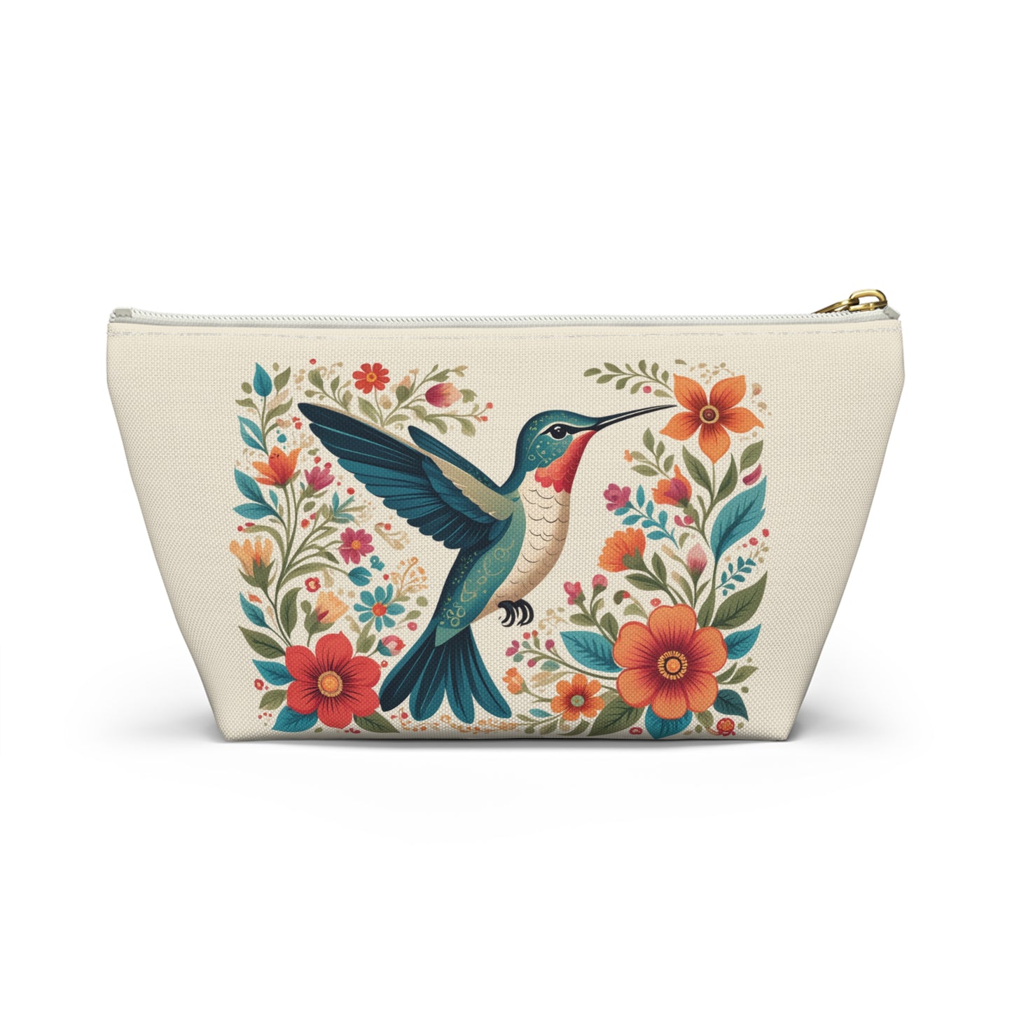 Hummingbird In Bloom Accessory Pouch Natural