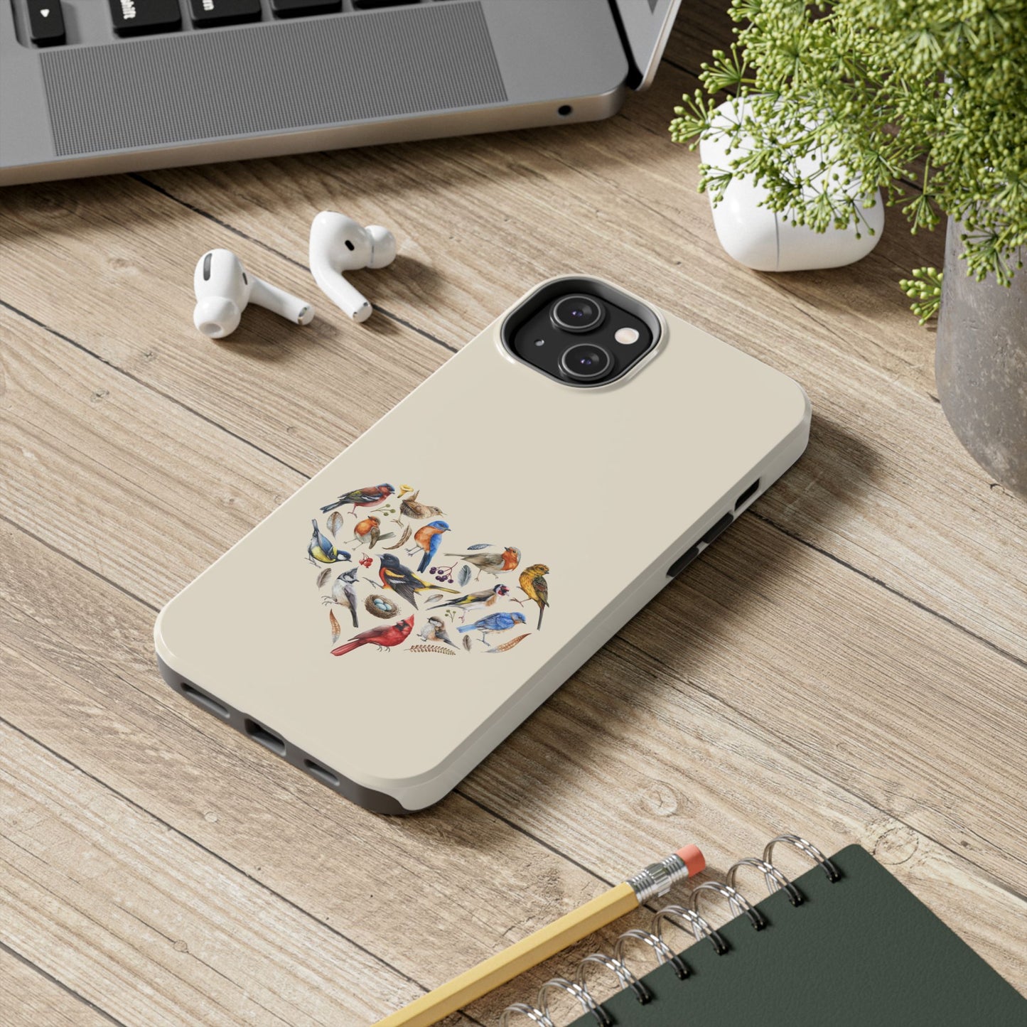 Bird Heart Tough Phone Cases - Cute Wildlife Design, Gift for Nature Enthusiasts, Durable Cases for Birdwatching