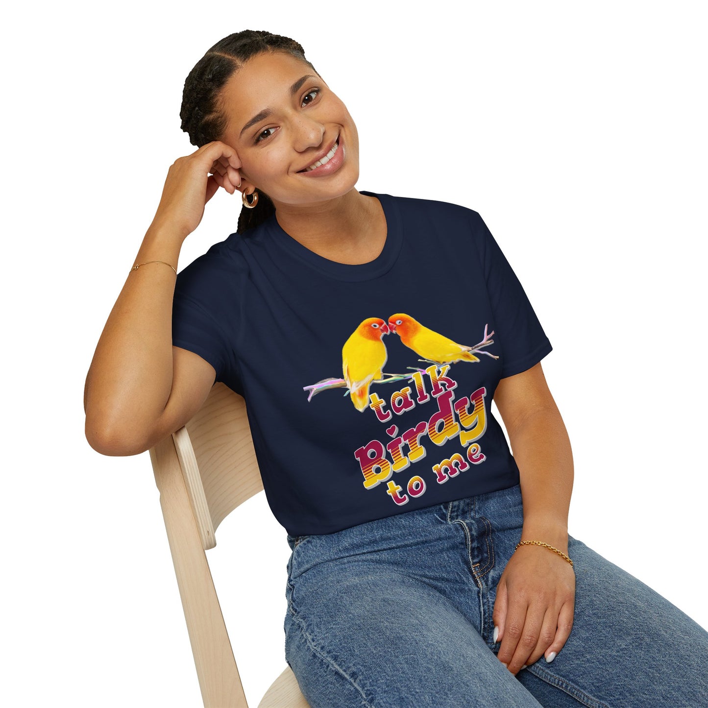 The Nerdy Birder - "Talk Birdy To Me" Unisex Softstyle T-Shirt - Nature Lover's Gift