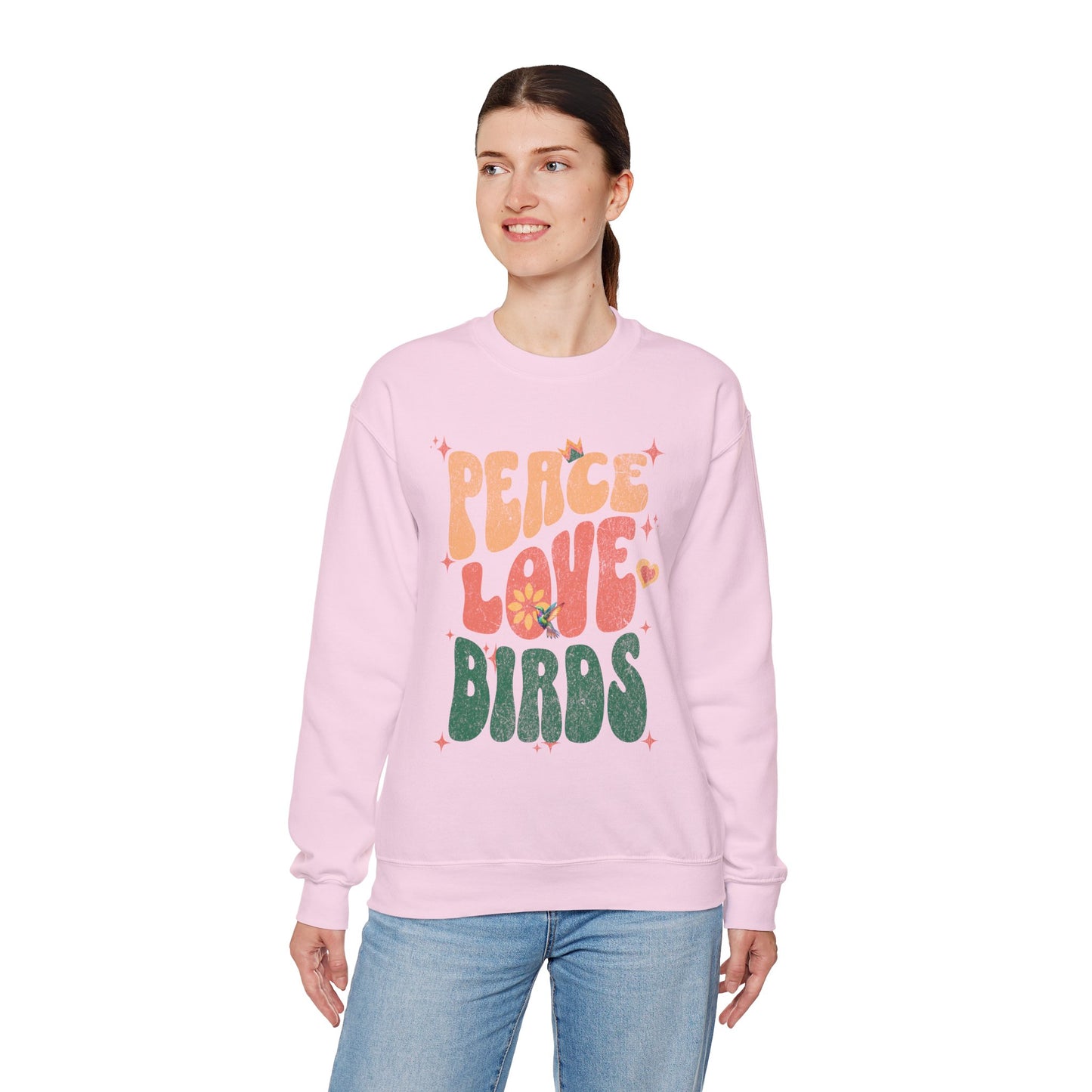 Peace Love Birds Crewneck Sweatshirt - Unisex Cozy Fashion for Nature Lovers