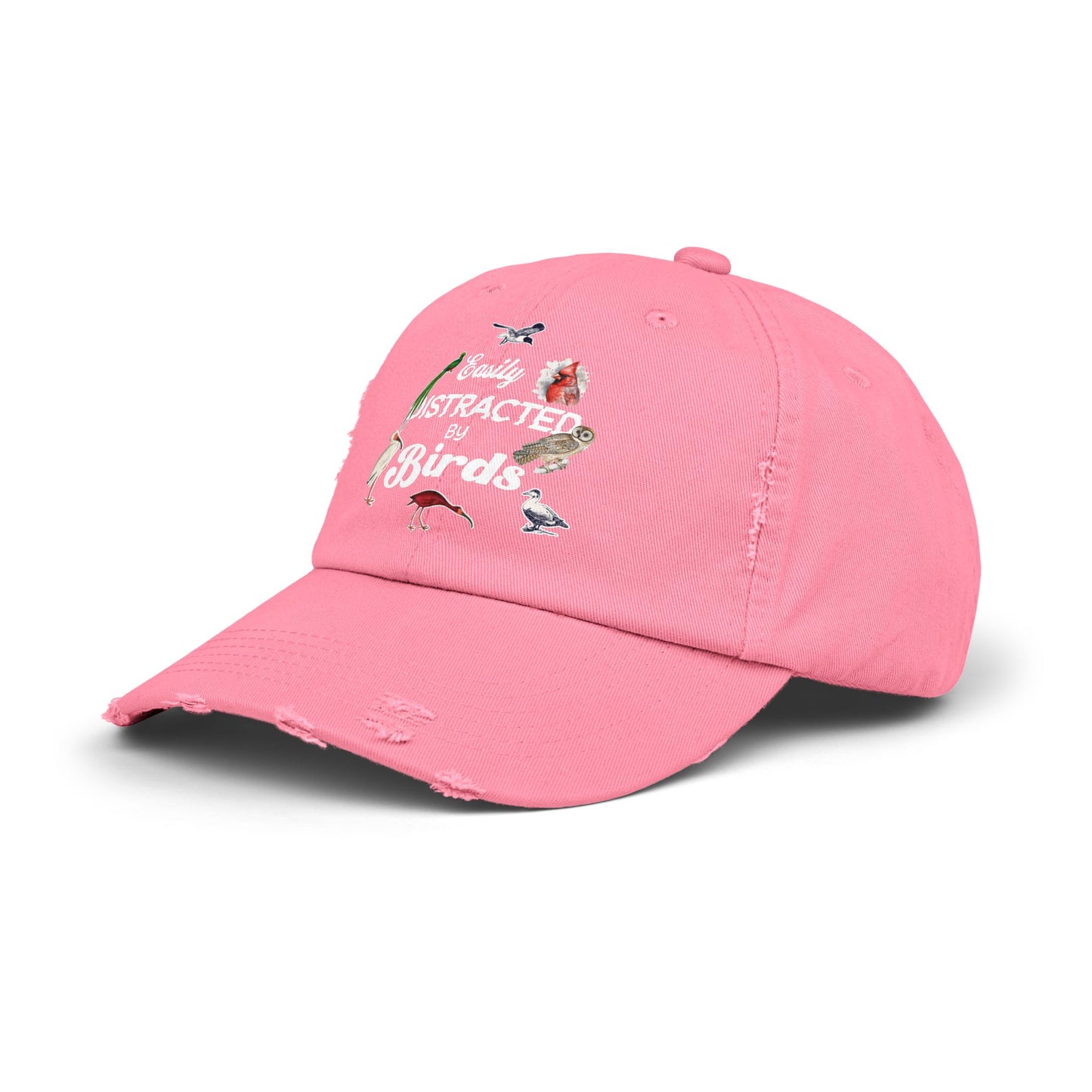 Easily Distracted By Birds Vintage Style Hat - Unisex Distressed Cap