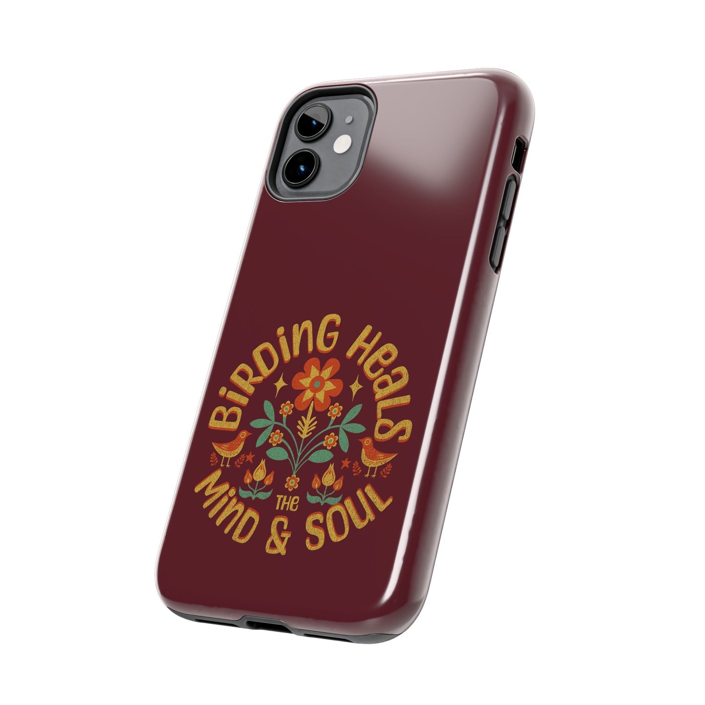 The Nerdy Birder - Birding Heals the Mind & Soul Design, Tough Secure Phone Covers for Bird Lovers, Artistic Gifts for Nature Enthusiasts