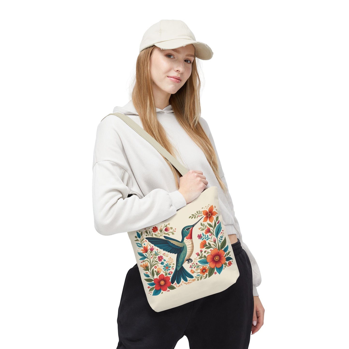 Hummingbird In Bloom Tote Bag - Natural color