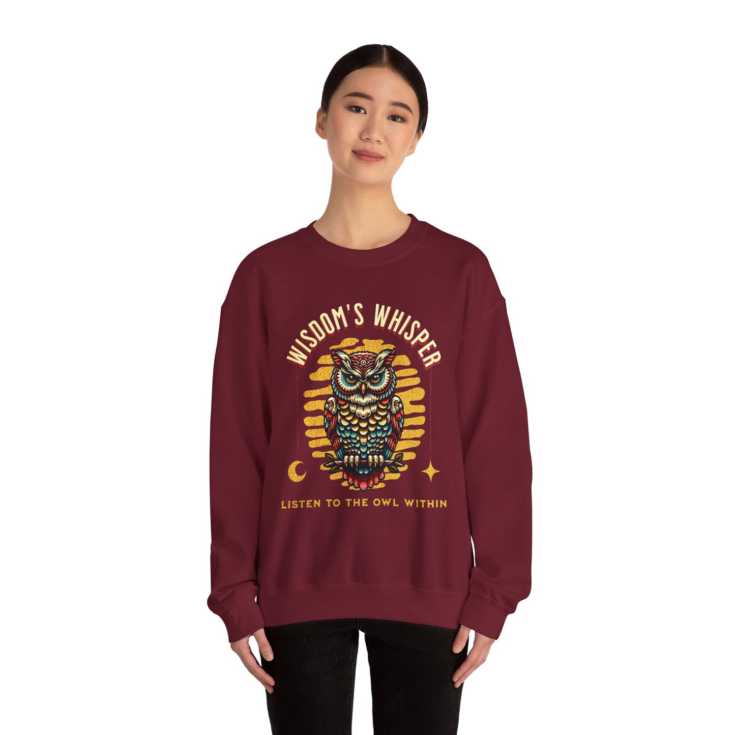 Wisdom's Whisper Owl Sweatshirt - Unisex Heavy Blend Crewneck