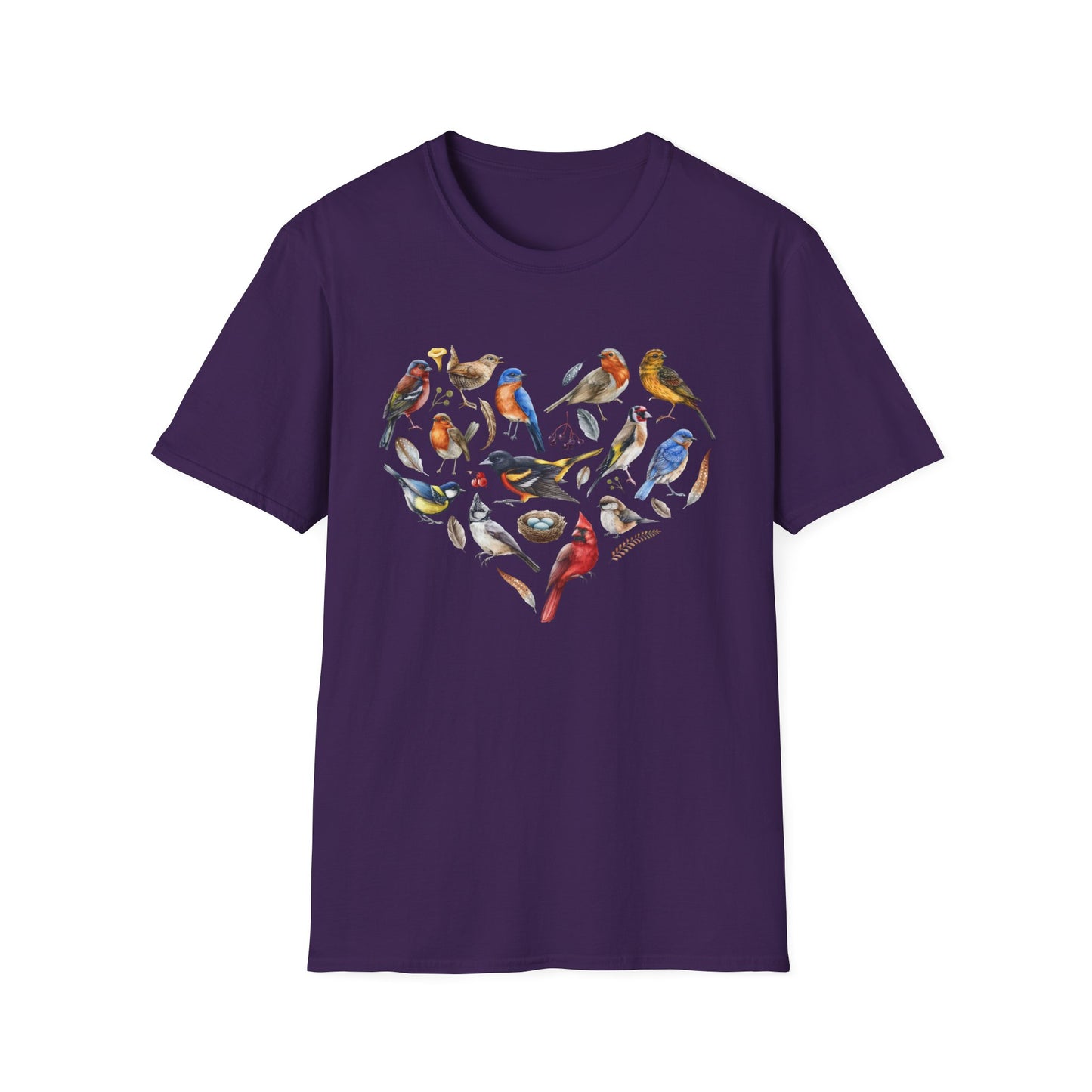 Heart of Birds Unisex Softstyle T-Shirt - Heart Design