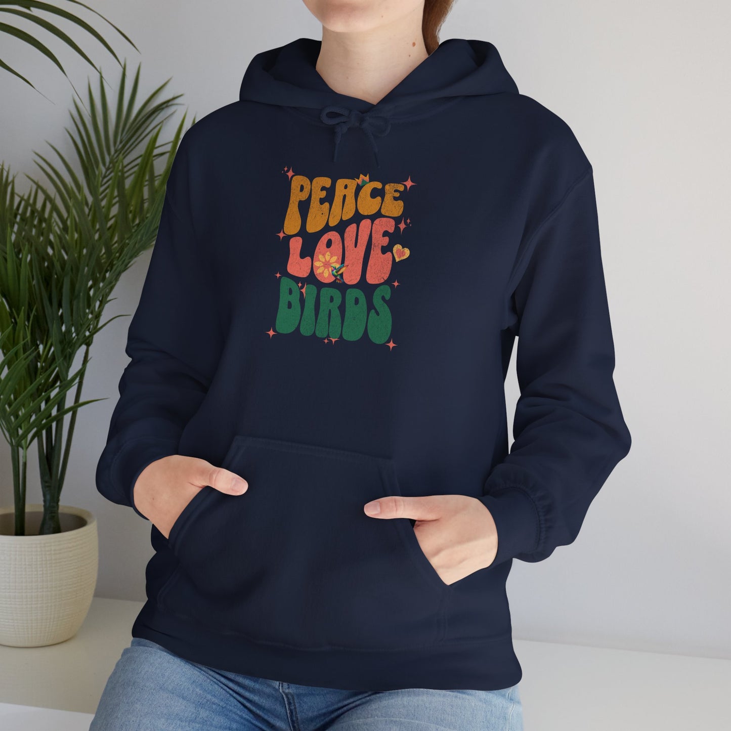 Peace Love Birds Hoodie - Cozy Unisex Sweatshirt for Nature Lover