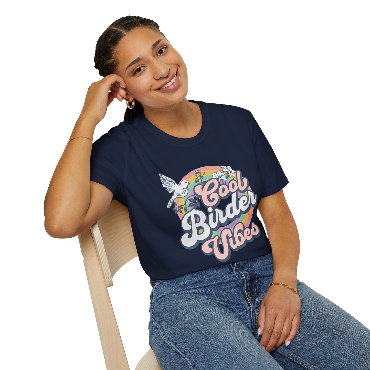 Cool Birder Vibes Unisex Softstyle T-Shirt | Perfect for Bird Lovers and Nature Enthusiasts