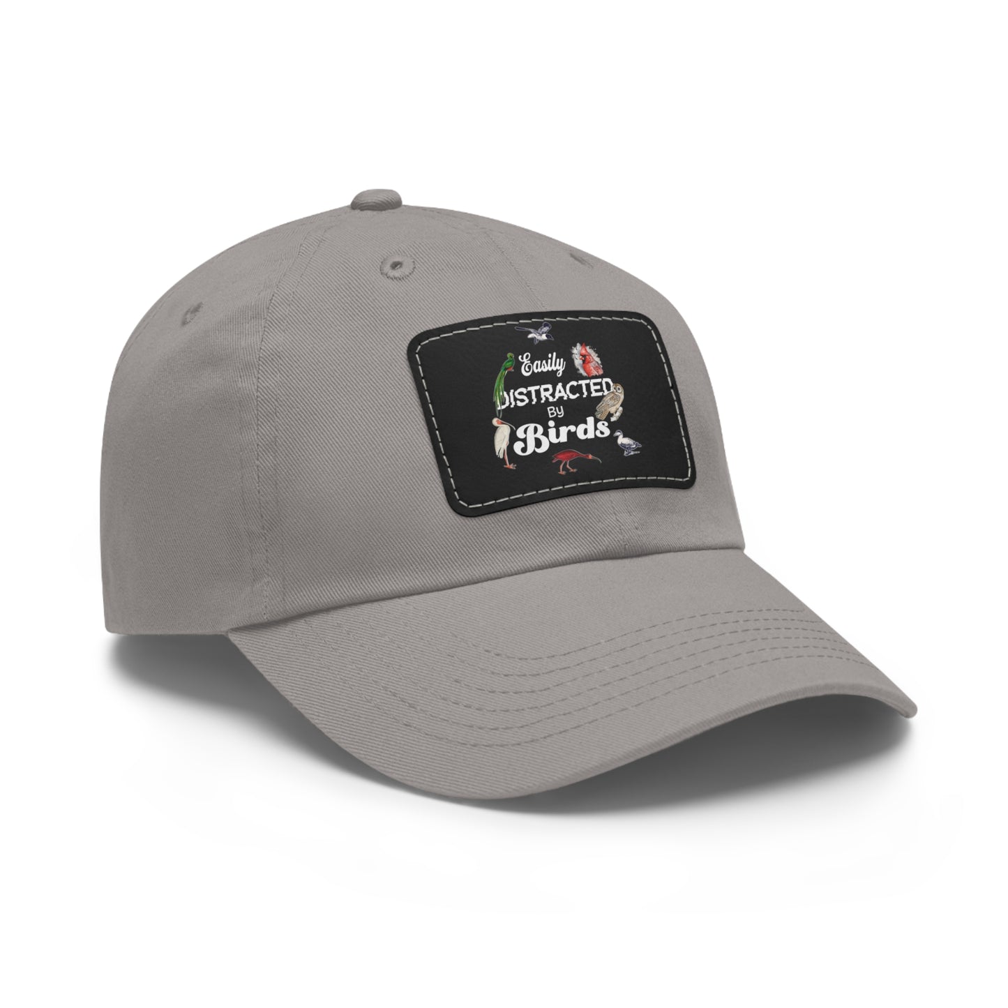 The Nerdy Birder Easily Distracted By Birds Dad Hat with Leather Patch, Casual Cap for Bird Lovers, Unisex