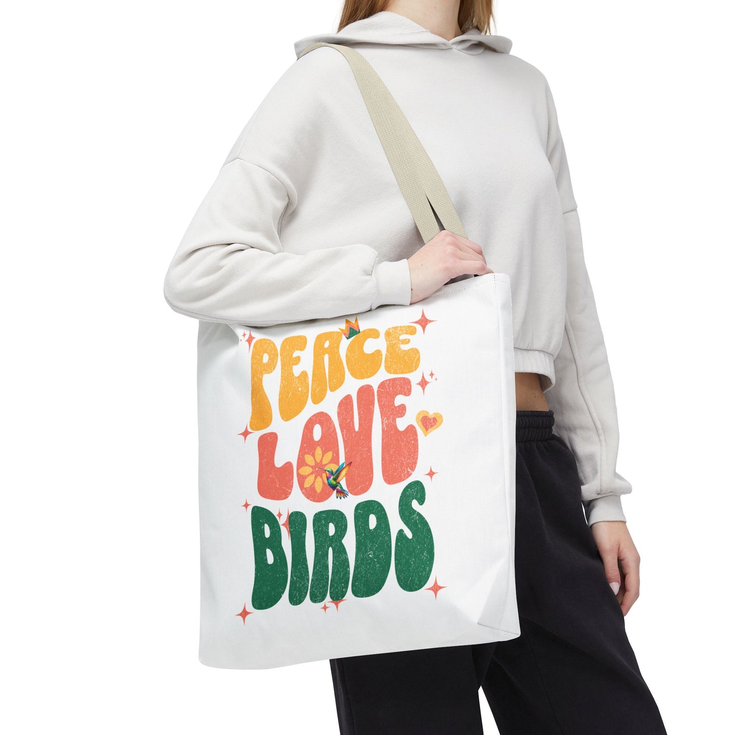 Peace Love Birds Tote Bag – Eco-Friendly Canvas Bag for Nature Lovers