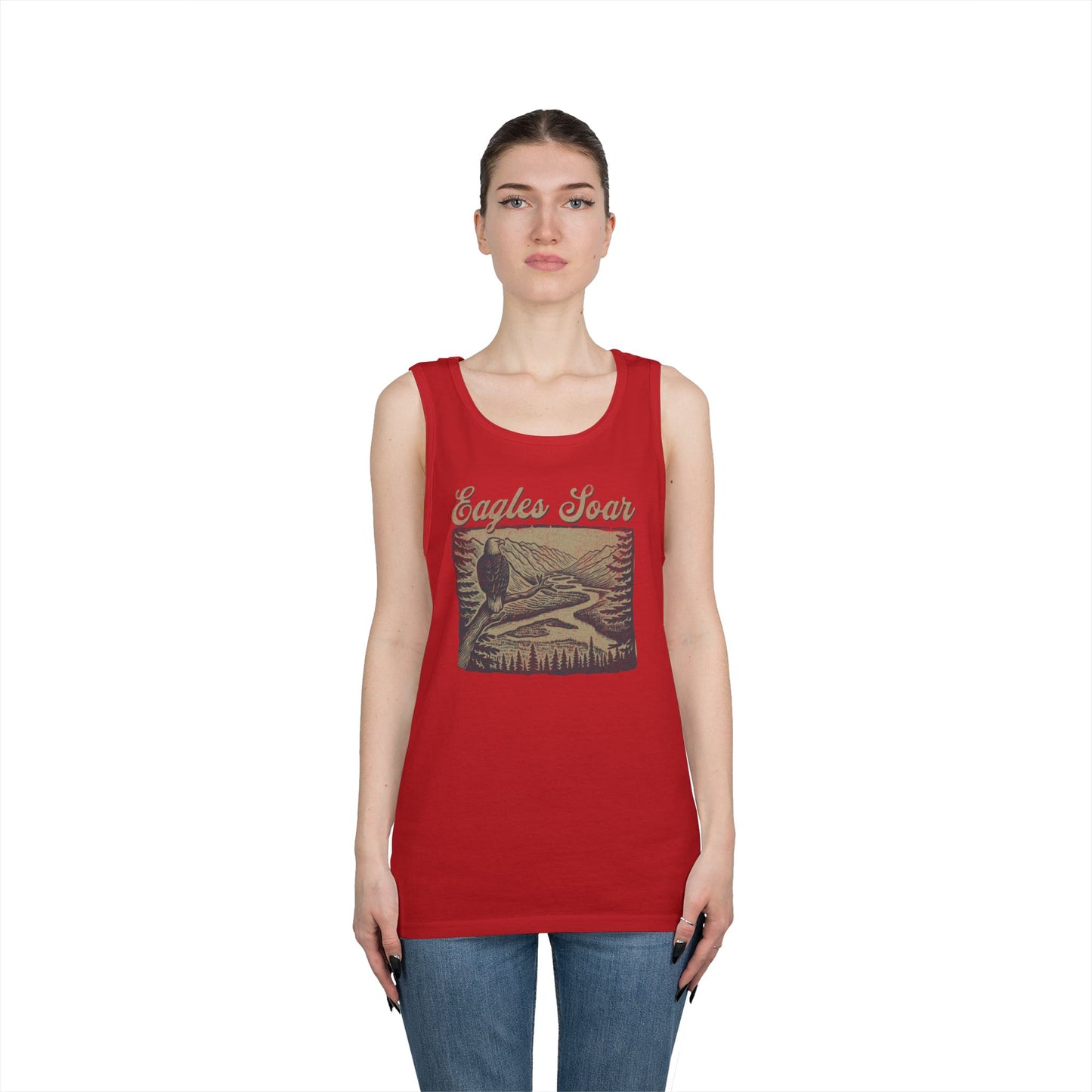 Eagles Soar Unisex Heavy Cotton Tank Top – Outdoor Adventure Wear