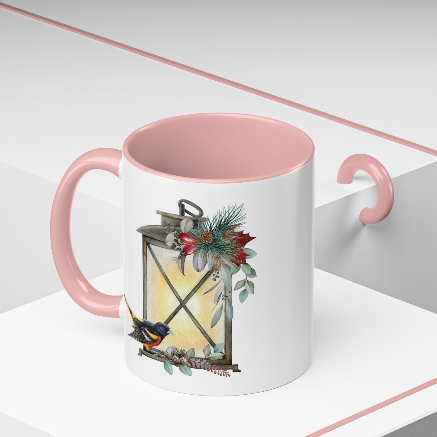 Cozy Christmas Lantern Accent Coffee Mug – Perfect Gift for Bird Lovers