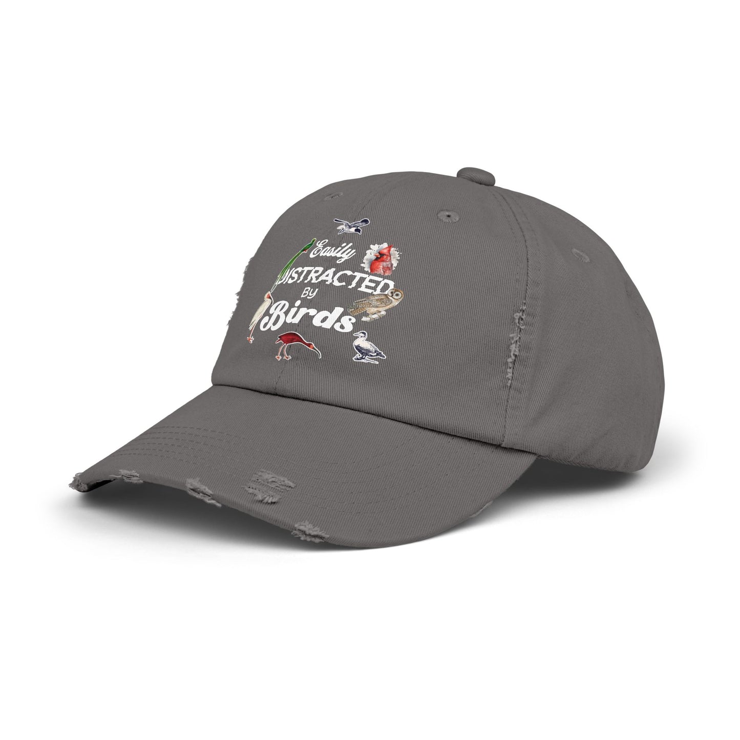 Easily Distracted By Birds Vintage Style Hat - Unisex Distressed Cap