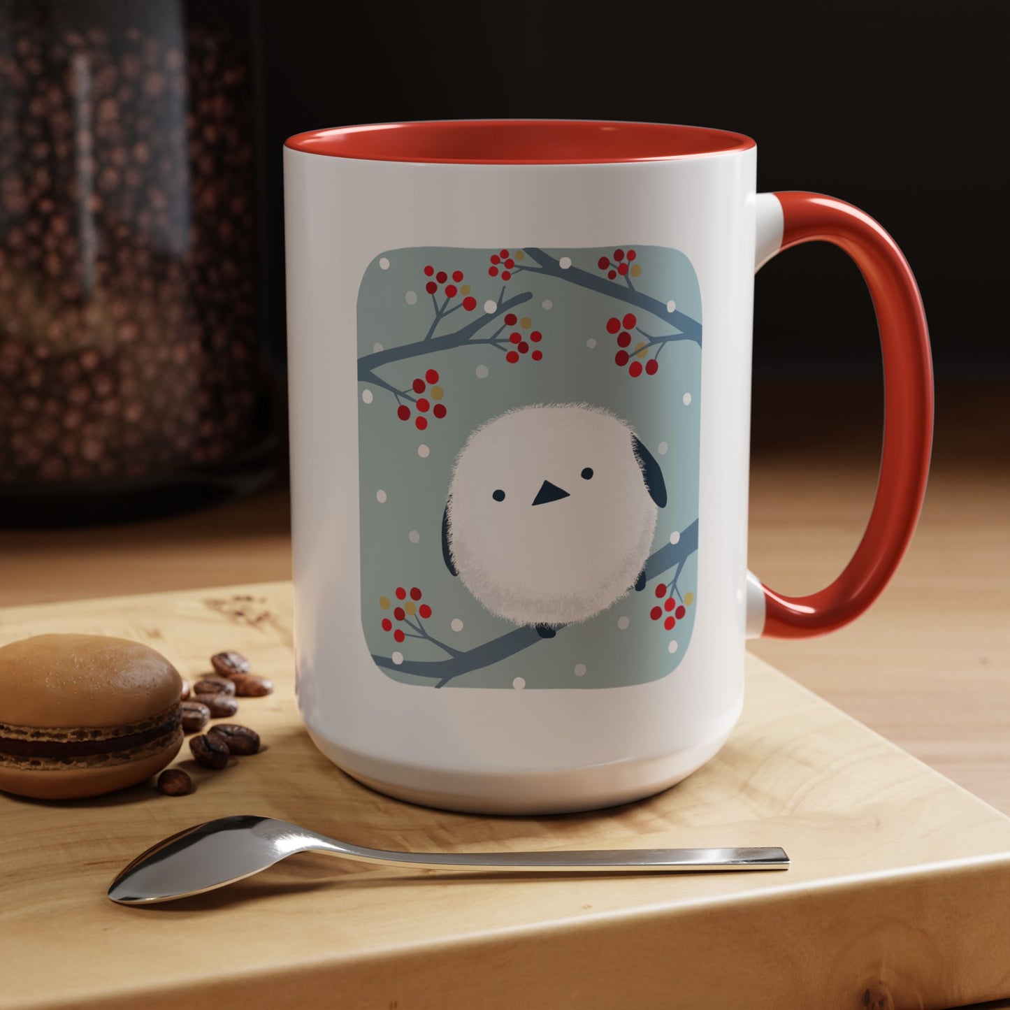 Cute Bird & Cherry Blossom Accent Coffee Mug - 11oz & 15oz