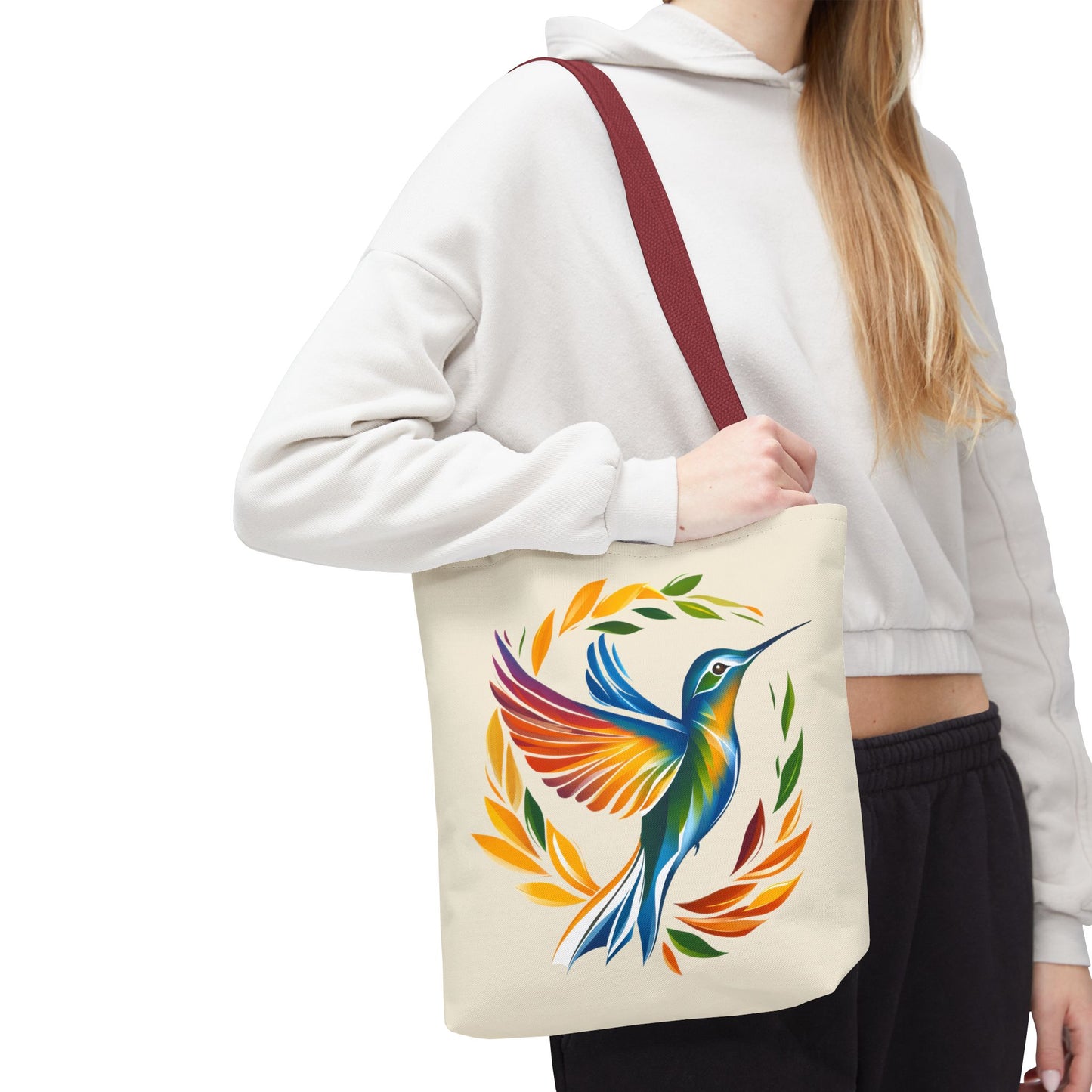 Hummingbird Rainbow Tote Bag - Natural color