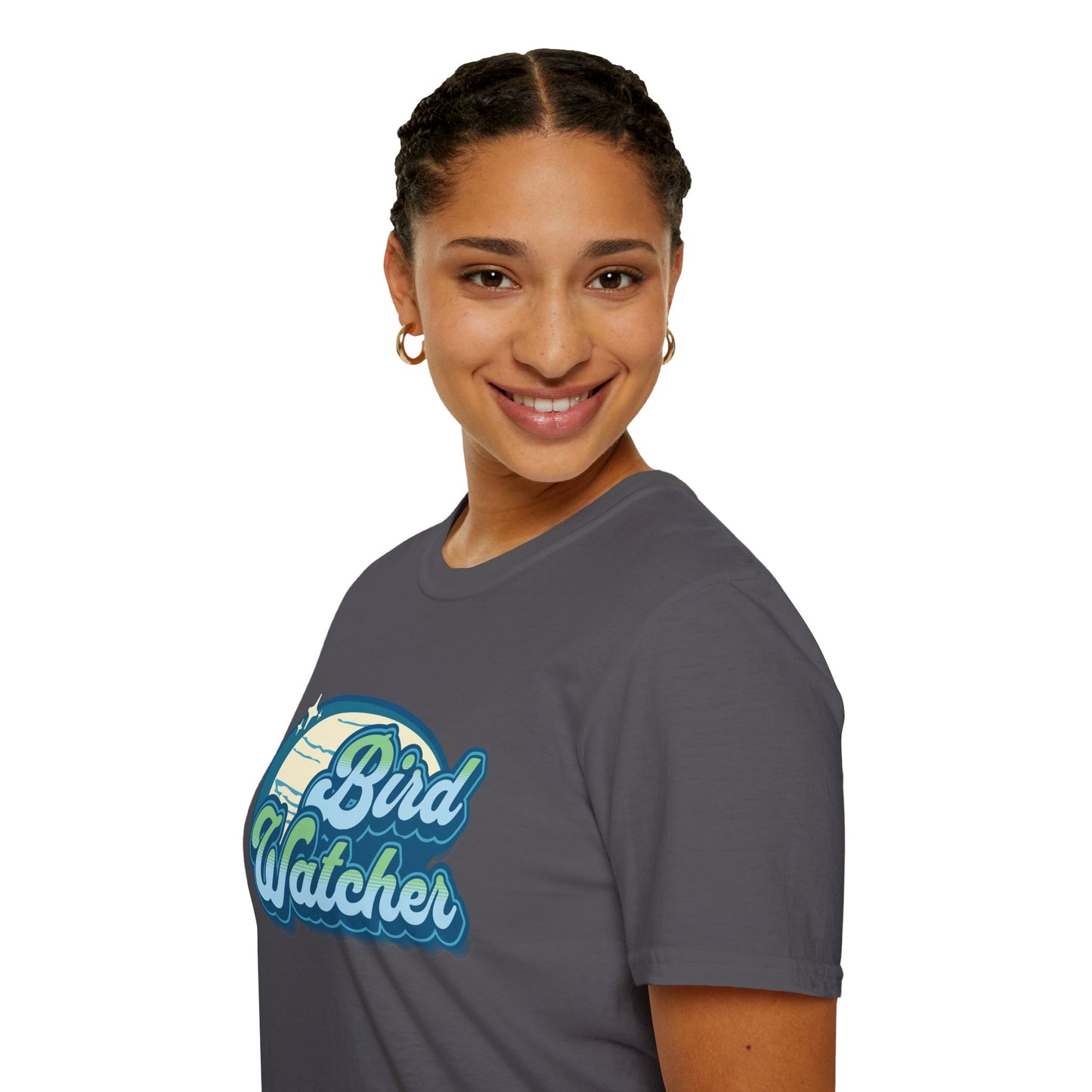 Bird Watcher Teal Unisex Softstyle T-Shirt - Retro Vibe Tee for Casual Wear
