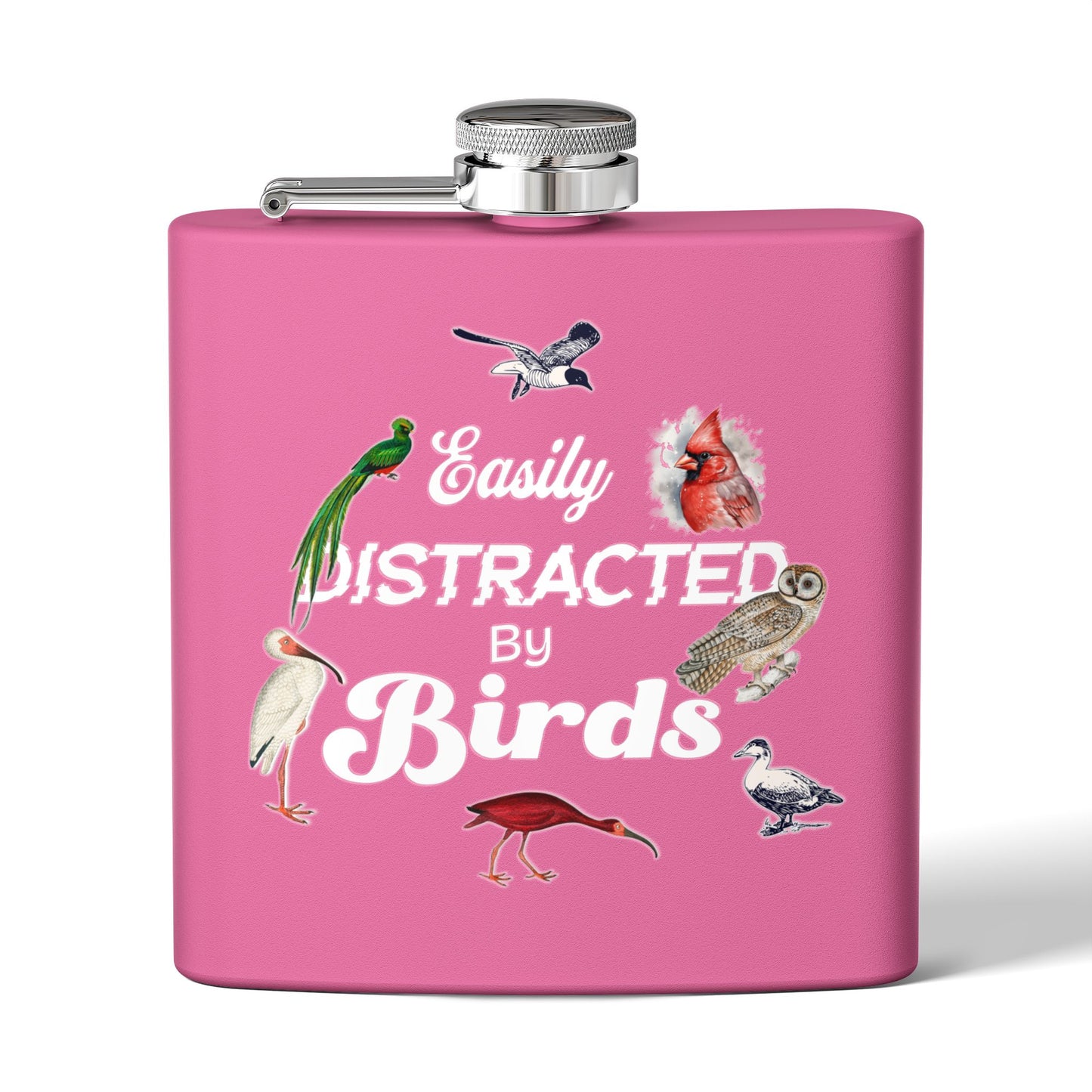 Easily Distracted By Birds Stainless Steel Flask - 6oz