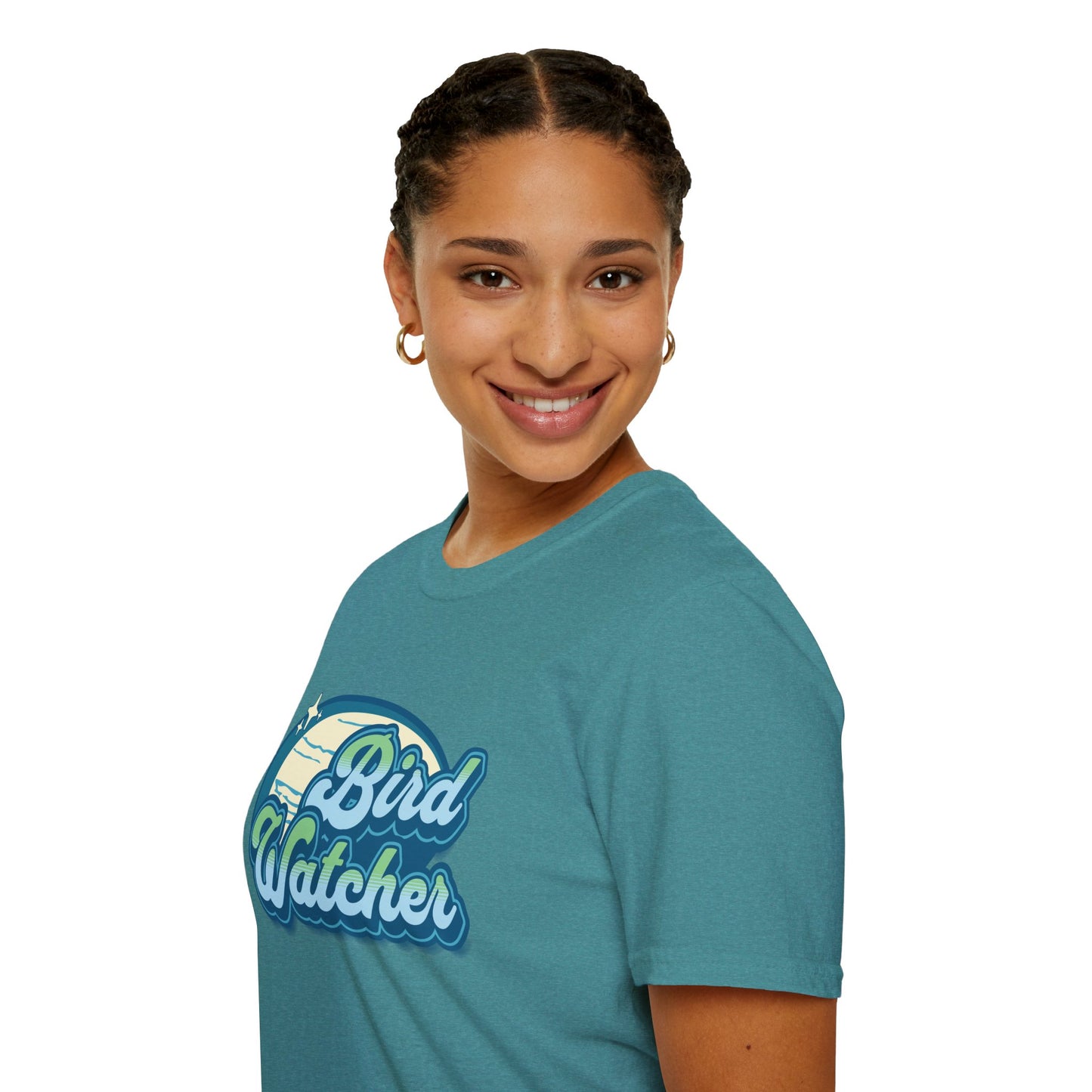 Bird Watcher Teal Unisex Softstyle T-Shirt - Retro Vibe Tee for Casual Wear
