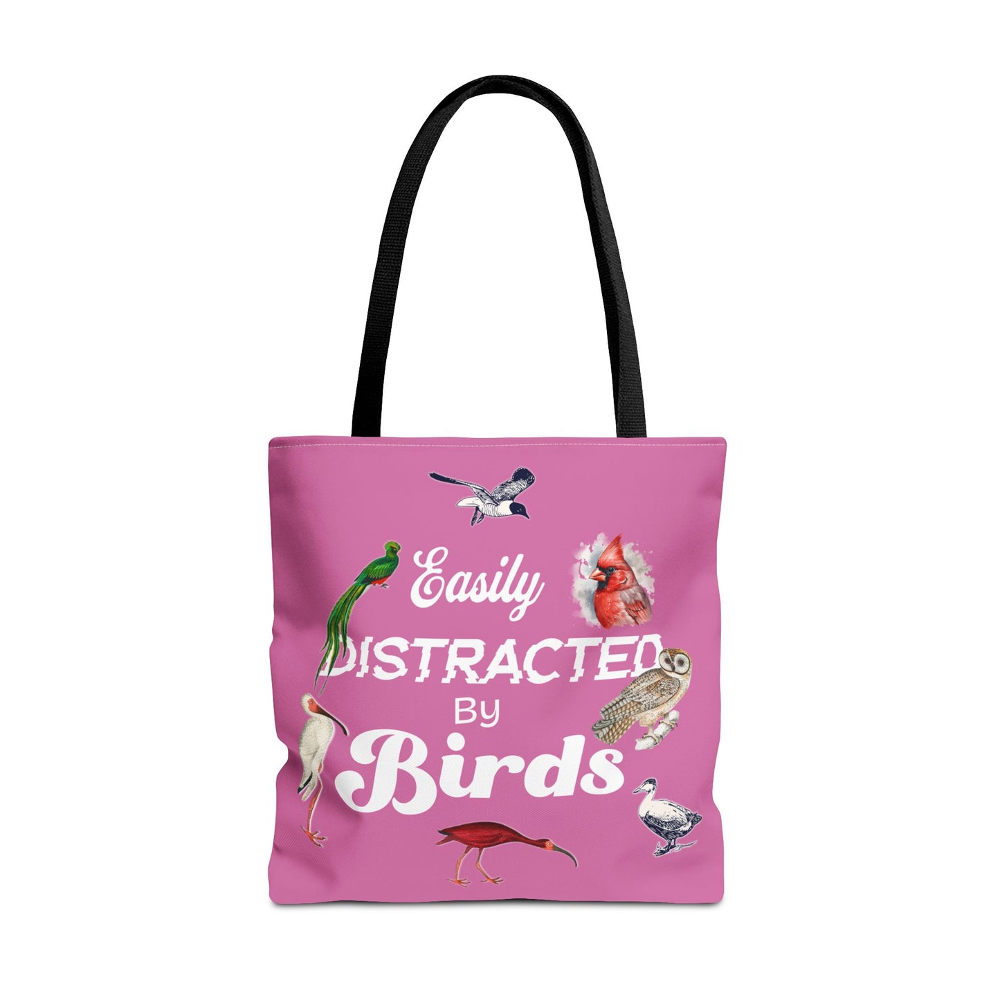Easily Distracted by Birds Tote Bag in Pink - Fun and Quirky Bird Design for Bird Lovers