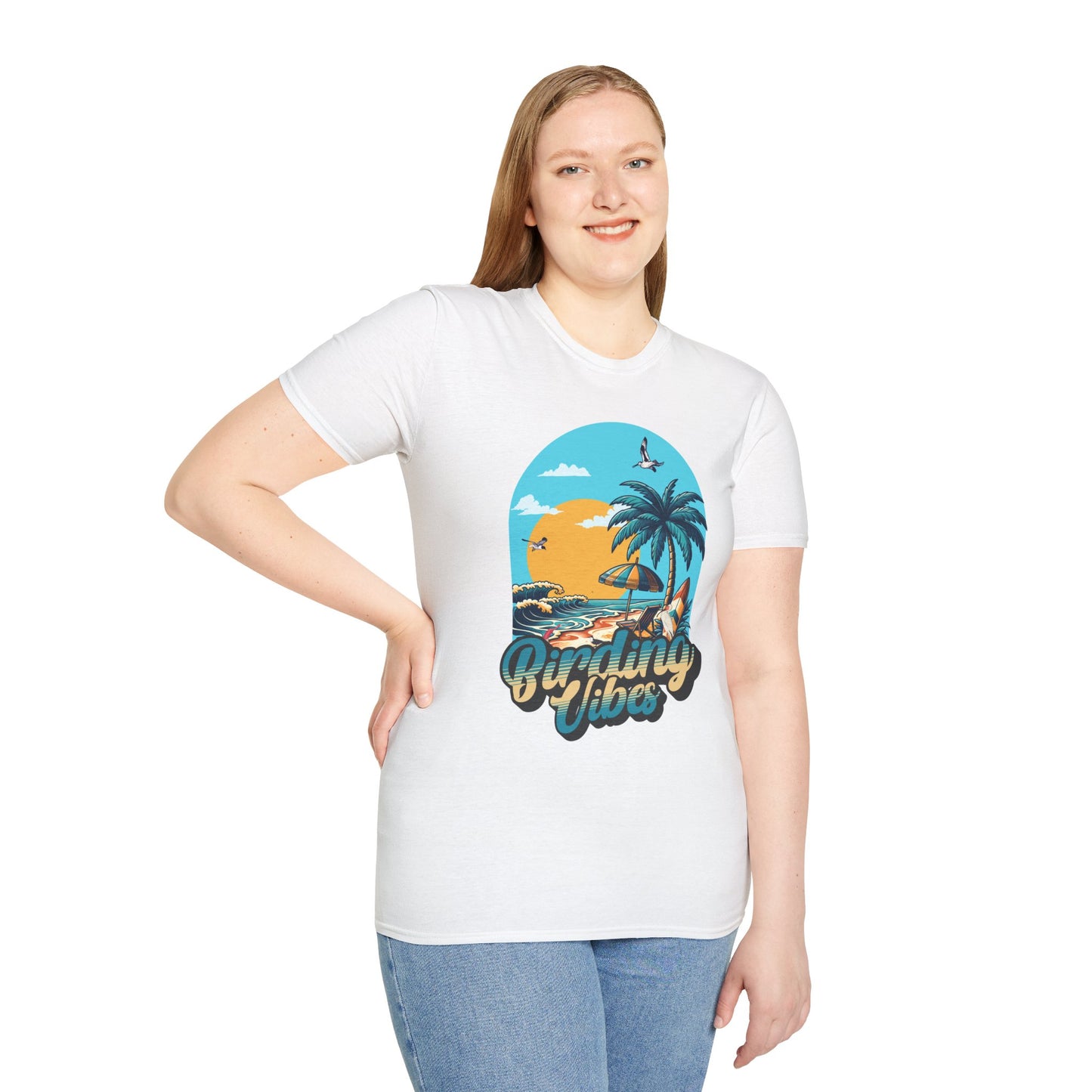 Birding Vibes Unisex Softstyle T-Shirt - Tropical Beach Graphic Tee