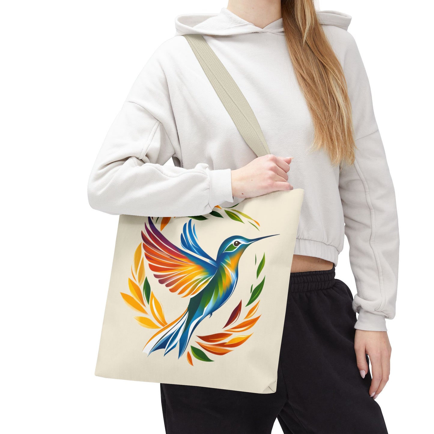 Hummingbird Rainbow Tote Bag - Natural color