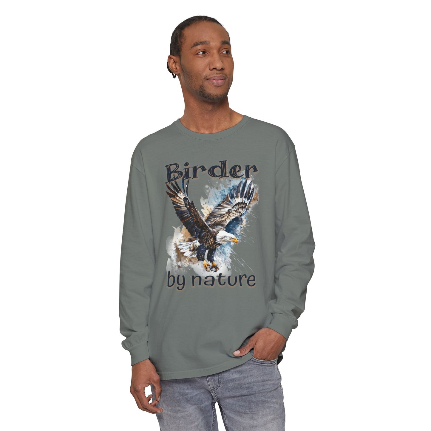 Eagle Birder By Nature Unisex Birding Long Sleeve T-Shirt
