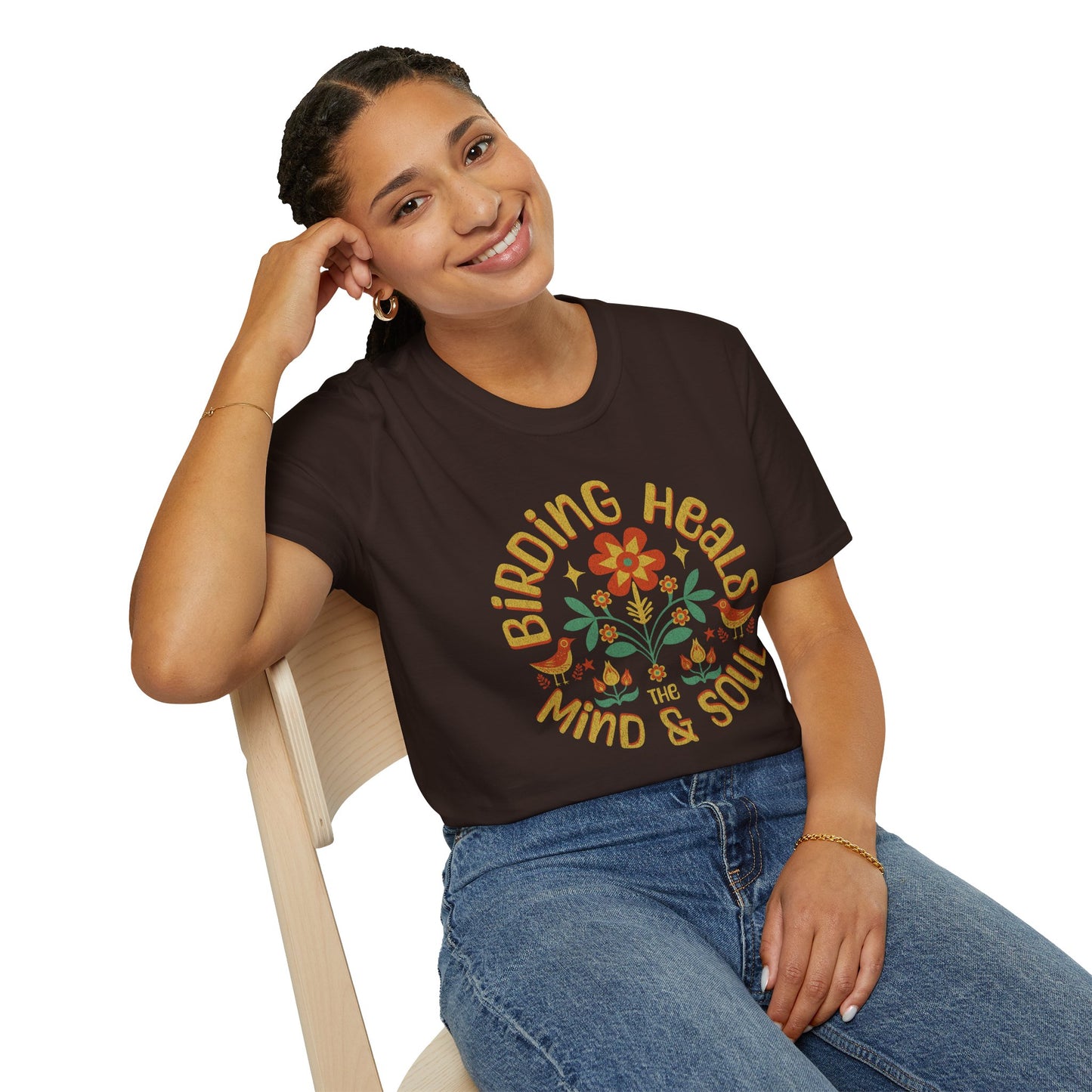Birding Heals The Mind & Soul Unisex Softstyle T-Shirt - Nature Lover's Gift