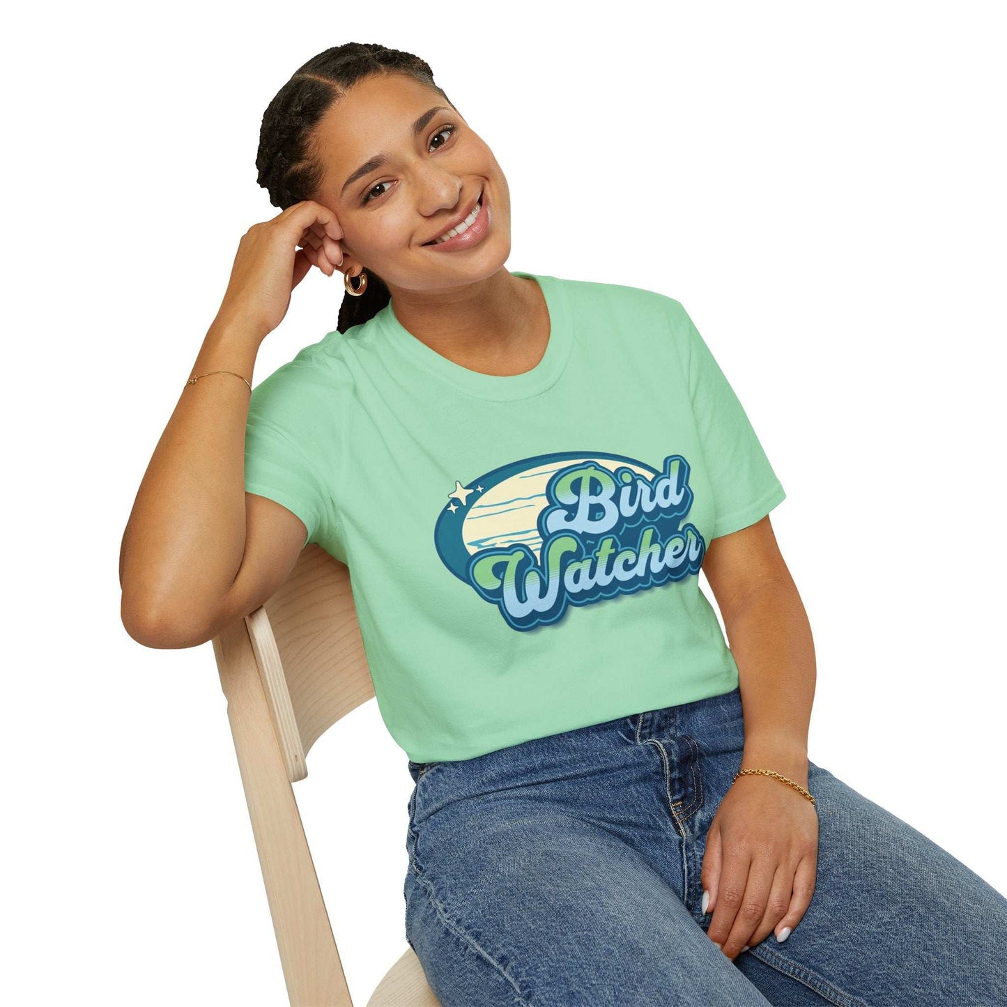 Bird Watcher Teal Unisex Softstyle T-Shirt - Retro Vibe Tee for Casual Wear