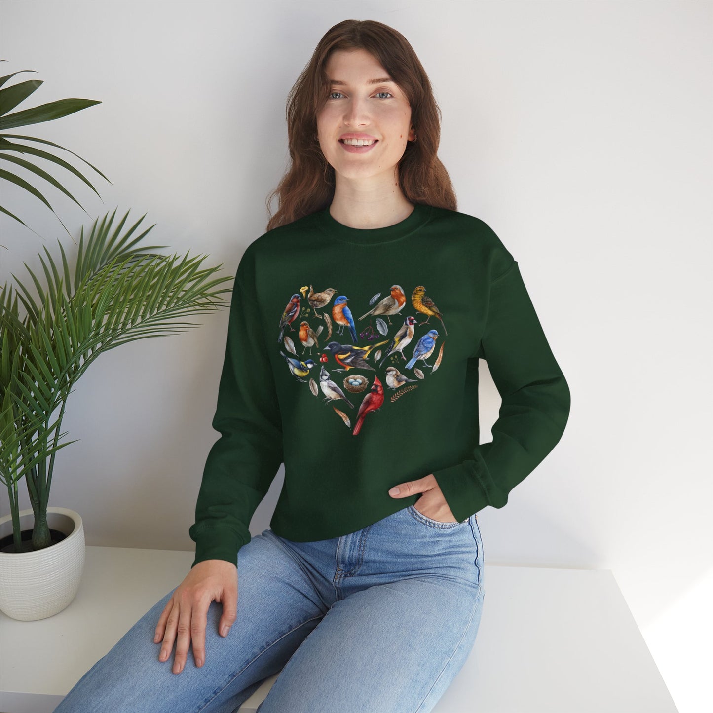 Bird Heart Graphic Unisex Crewneck Sweatshirt