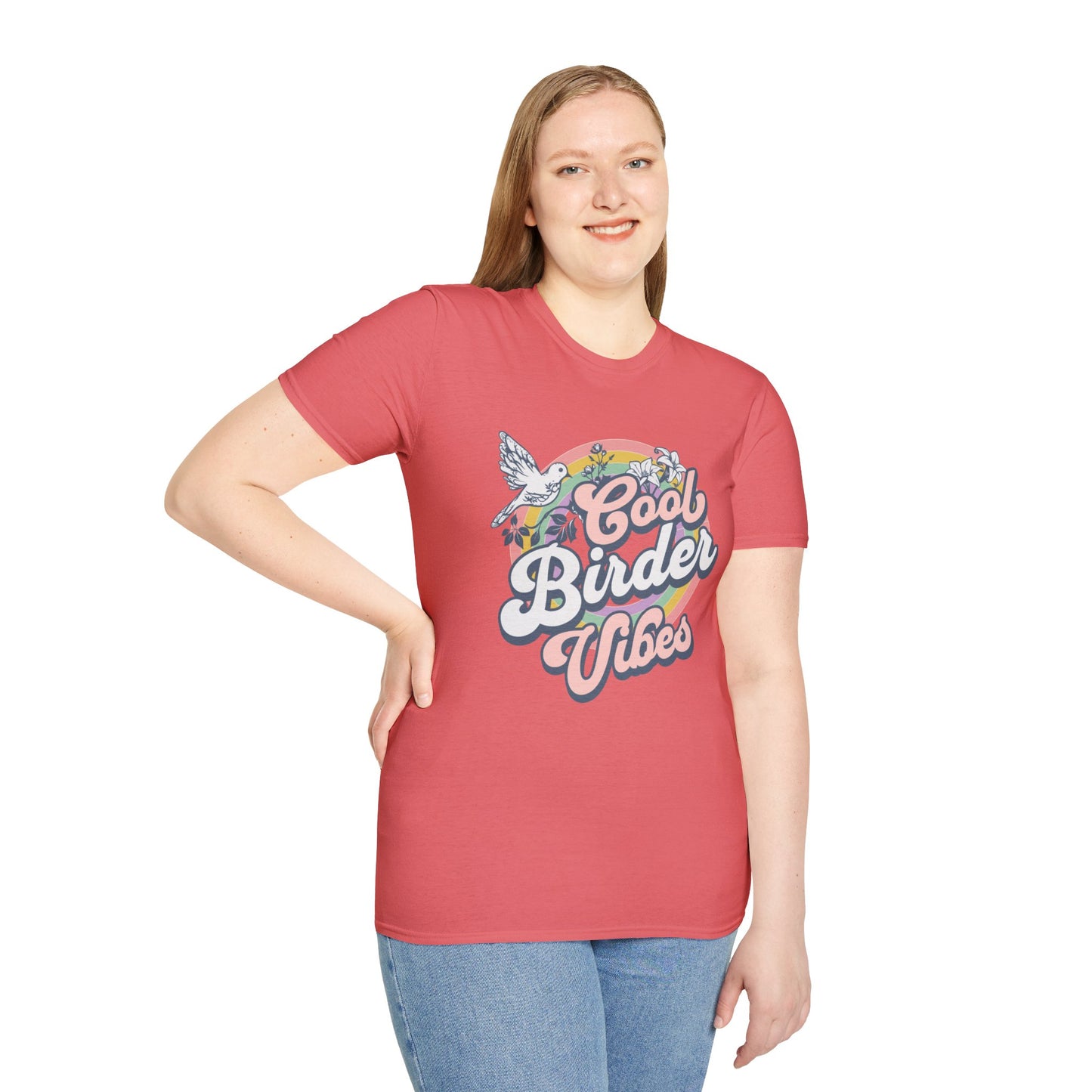 Cool Birder Vibes Unisex Softstyle T-Shirt | Perfect for Bird Lovers and Nature Enthusiasts