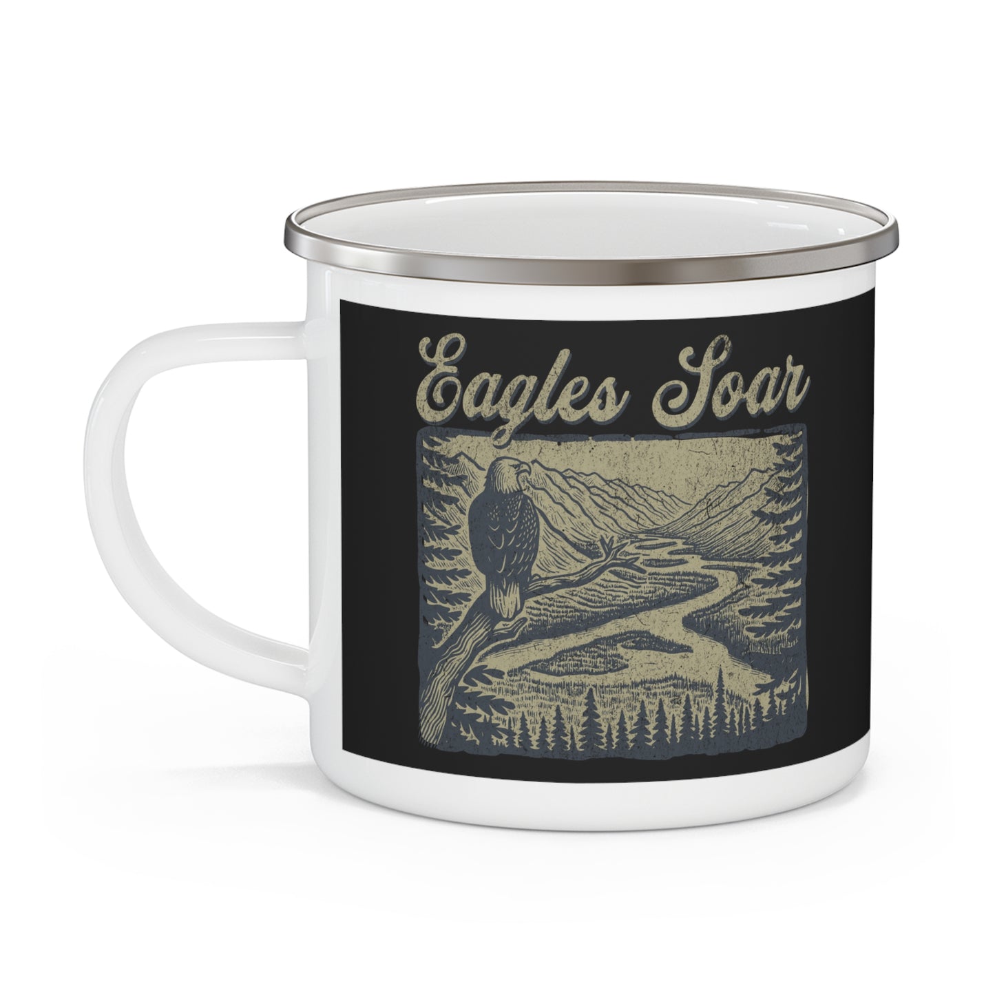 Eagles Soar Enamel Camping Mug - Adventure Outdoors Travel Cup