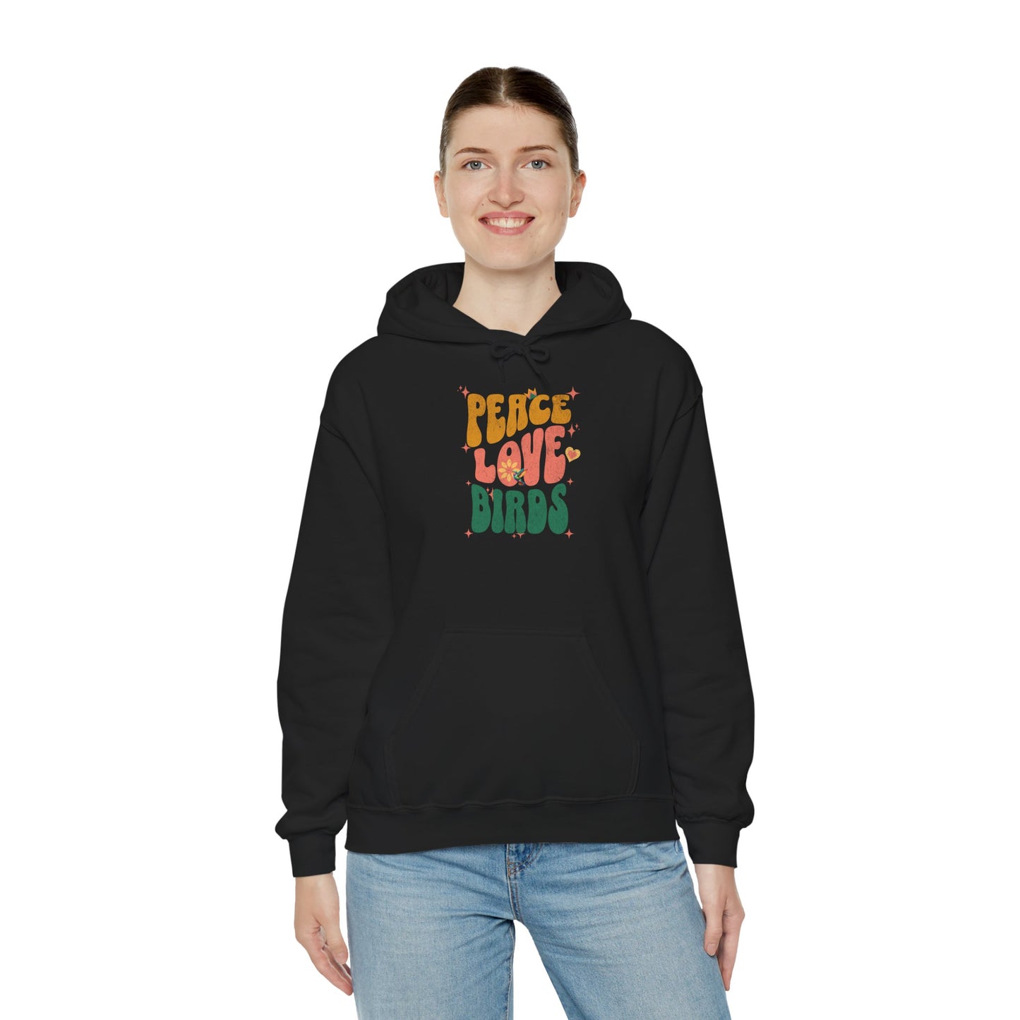 Peace Love Birds Hoodie - Cozy Unisex Sweatshirt for Nature Lover