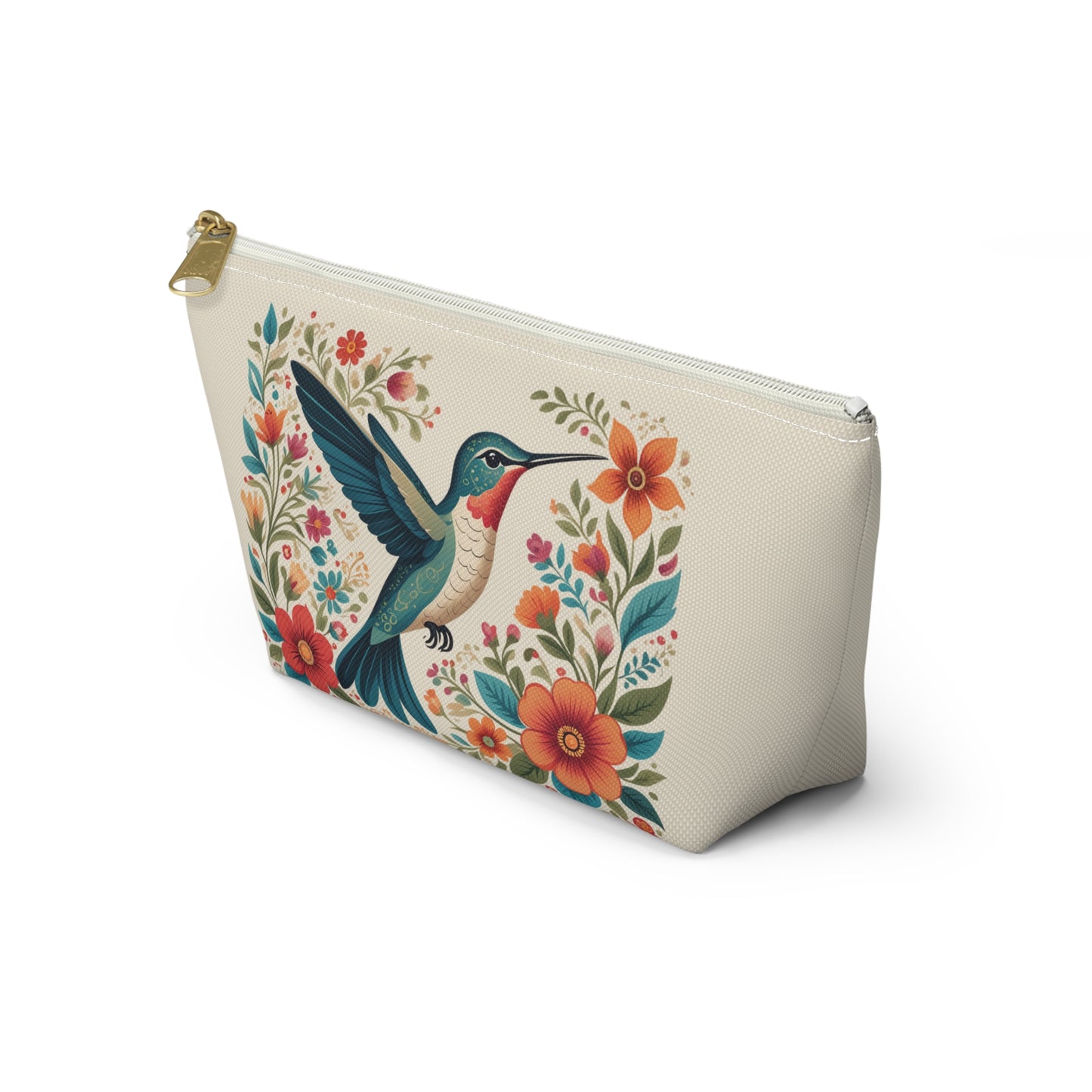 Hummingbird In Bloom Accessory Pouch Natural