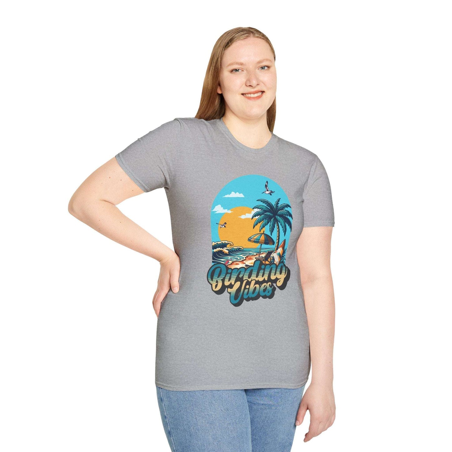 Birding Vibes Unisex Softstyle T-Shirt - Tropical Beach Graphic Tee