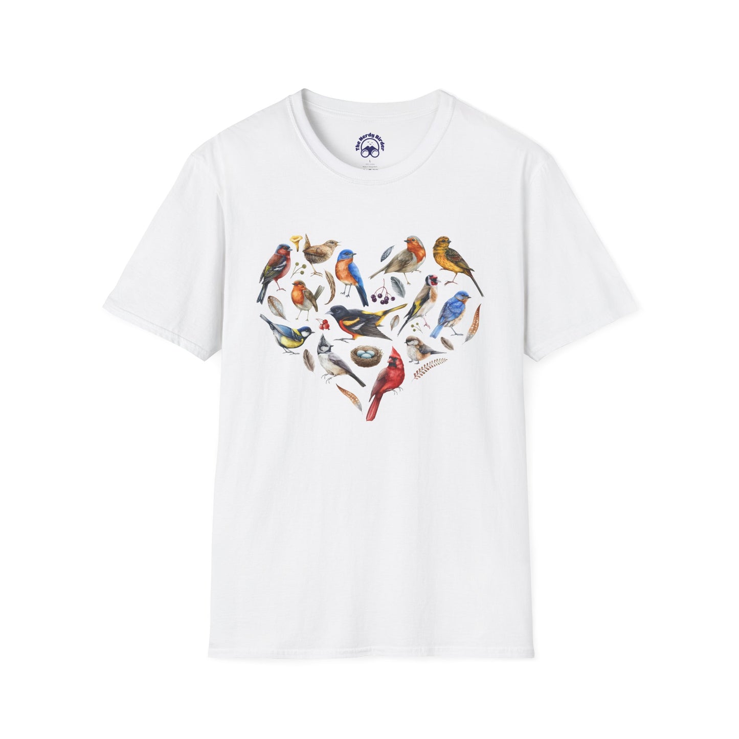 Bird Heart Unisex Softstyle T-Shirt - Heart Design