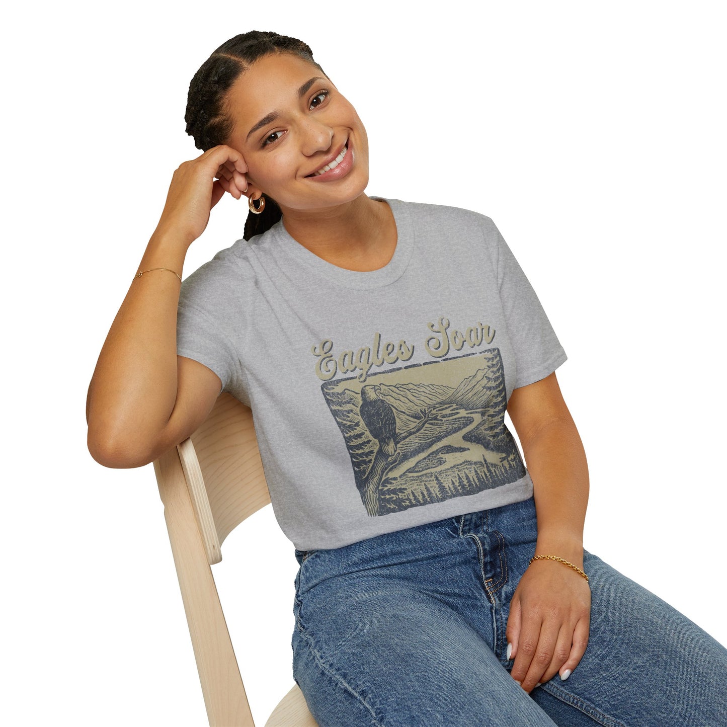 Eagles Soar Unisex Softstyle T-Shirt - Nature Inspired Graphic Tee