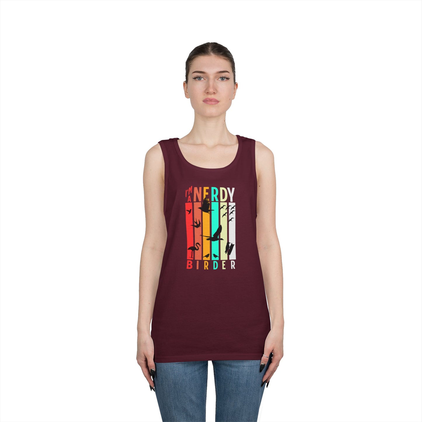 I'm A Nerdy Birder Tank Top, Gift for Bird Lovers, Unisex Summer Wear, Nature Lover's Apparel, Fun Casual Tank
