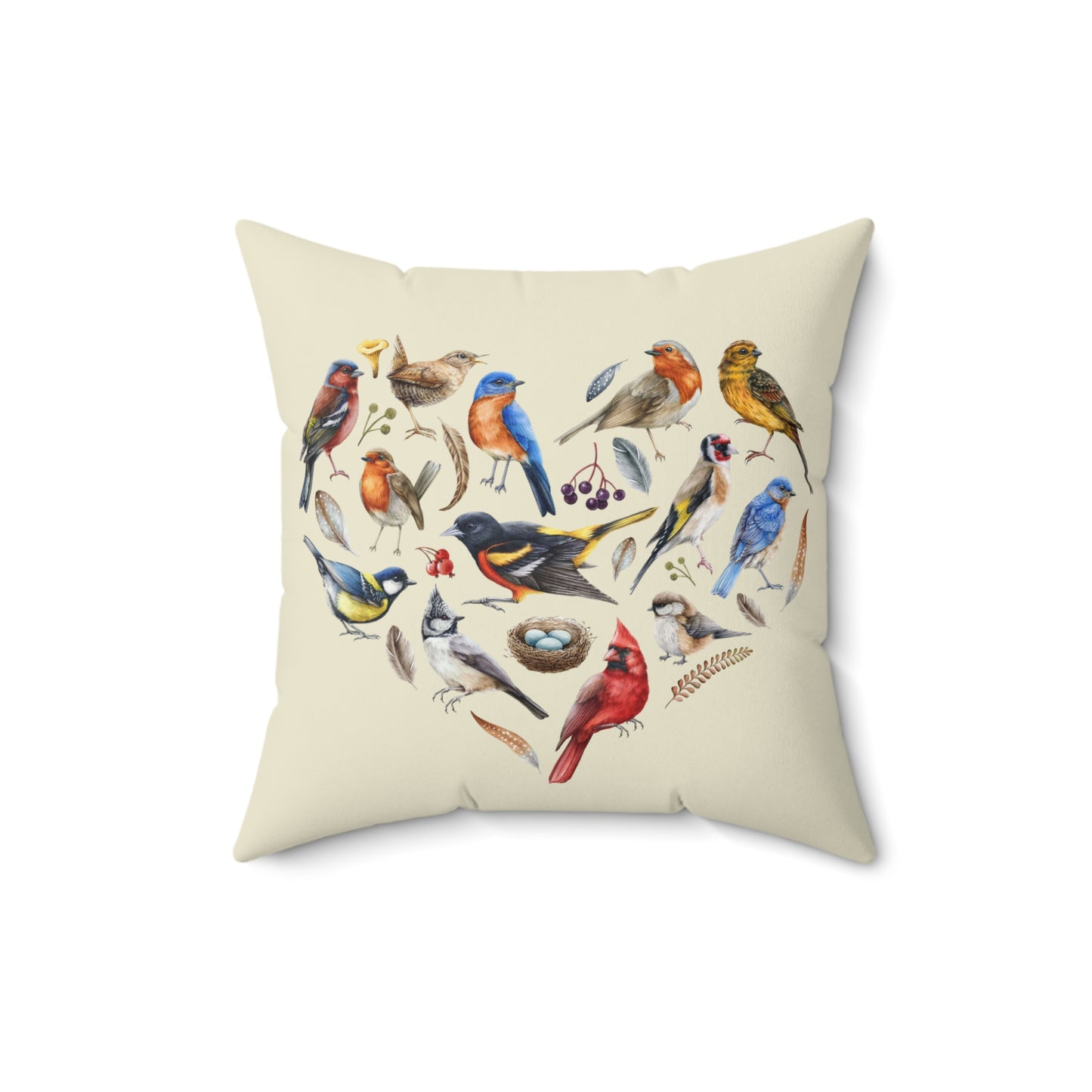 Bird Heart Square Pillow Decorative Home Accents