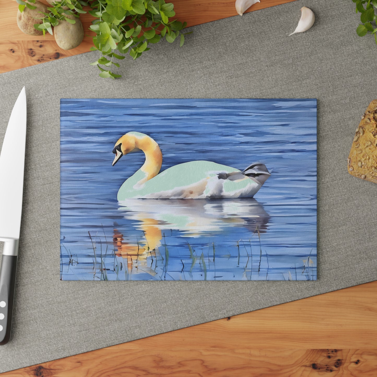 The Nerdy Birder - Irish Swan Glass Cutting Board | Kitchen Décor, Bird Lovers Gift, Beach House Accessory