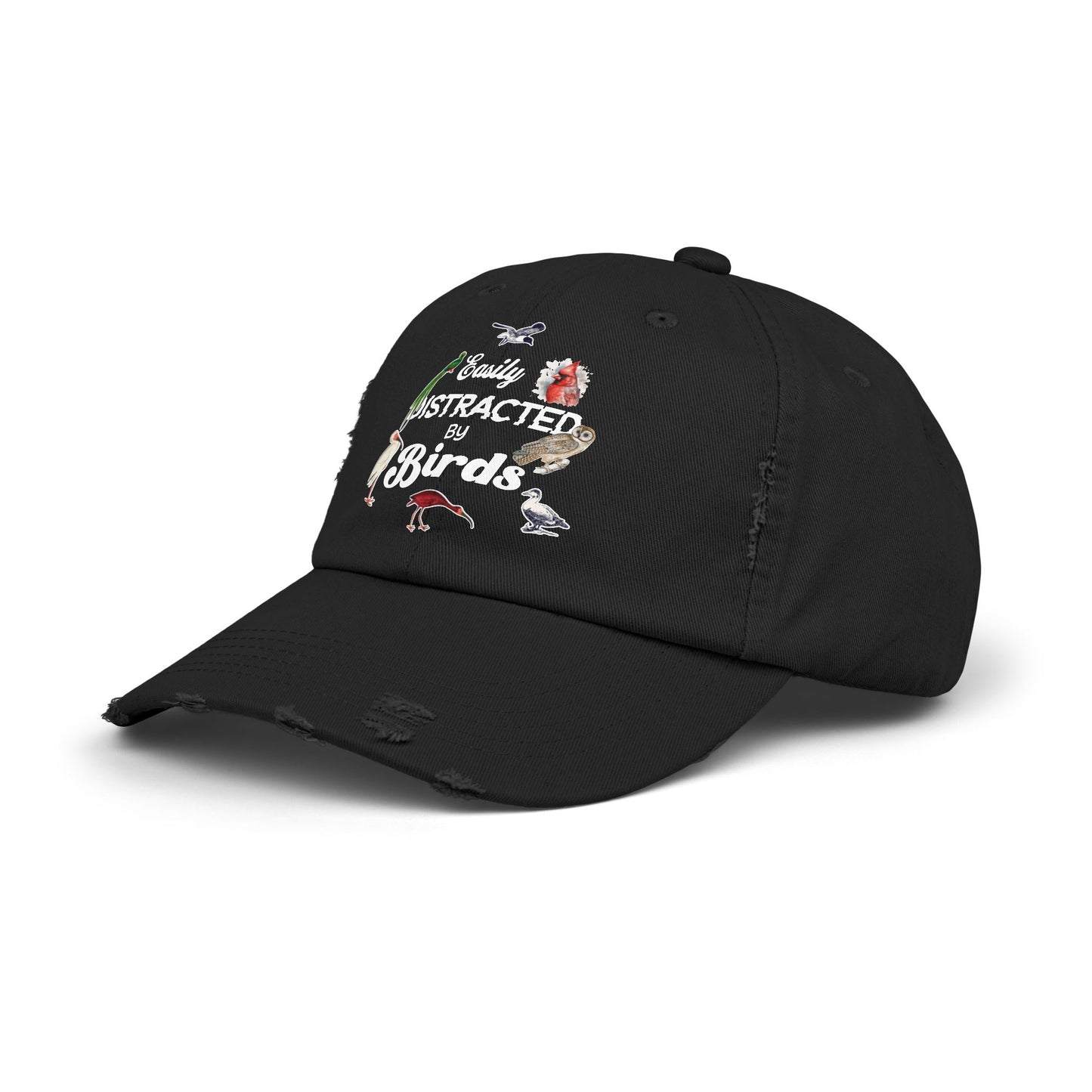 Easily Distracted By Birds Vintage Style Hat - Unisex Distressed Cap