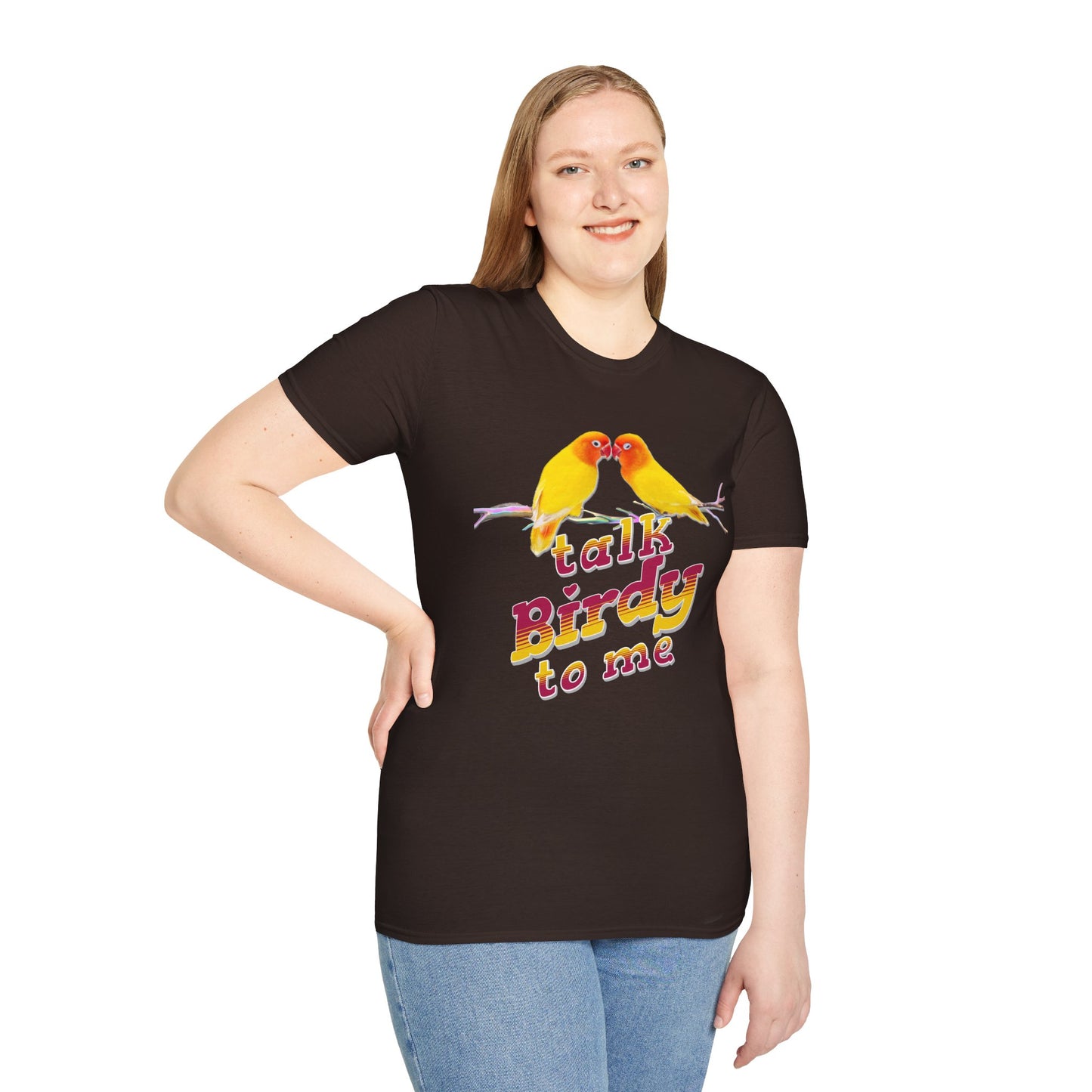 The Nerdy Birder - "Talk Birdy To Me" Unisex Softstyle T-Shirt - Nature Lover's Gift
