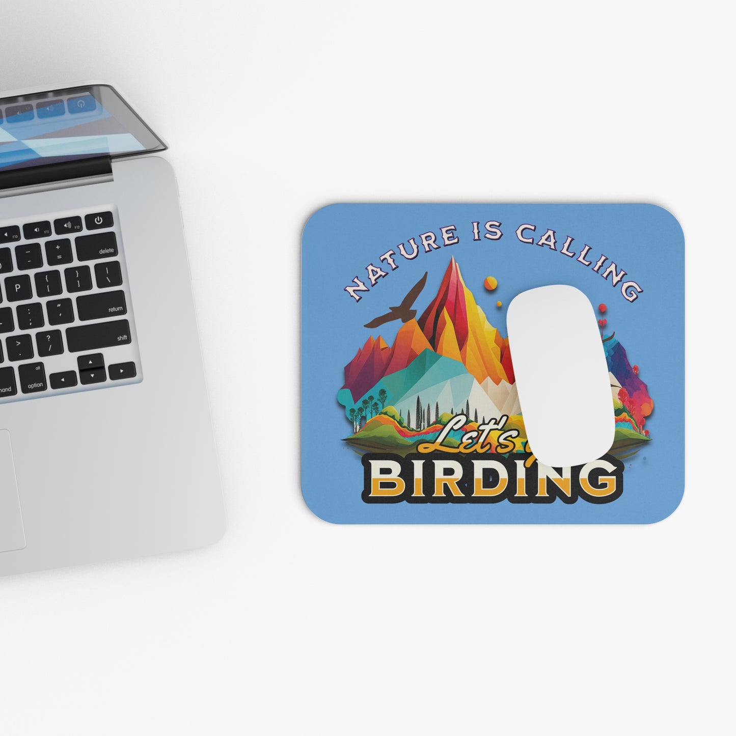 Nature-Inspired Mouse Pad - "Let's Go Birding" - Colorful Rectangle Desk Accessory for Nature Lovers