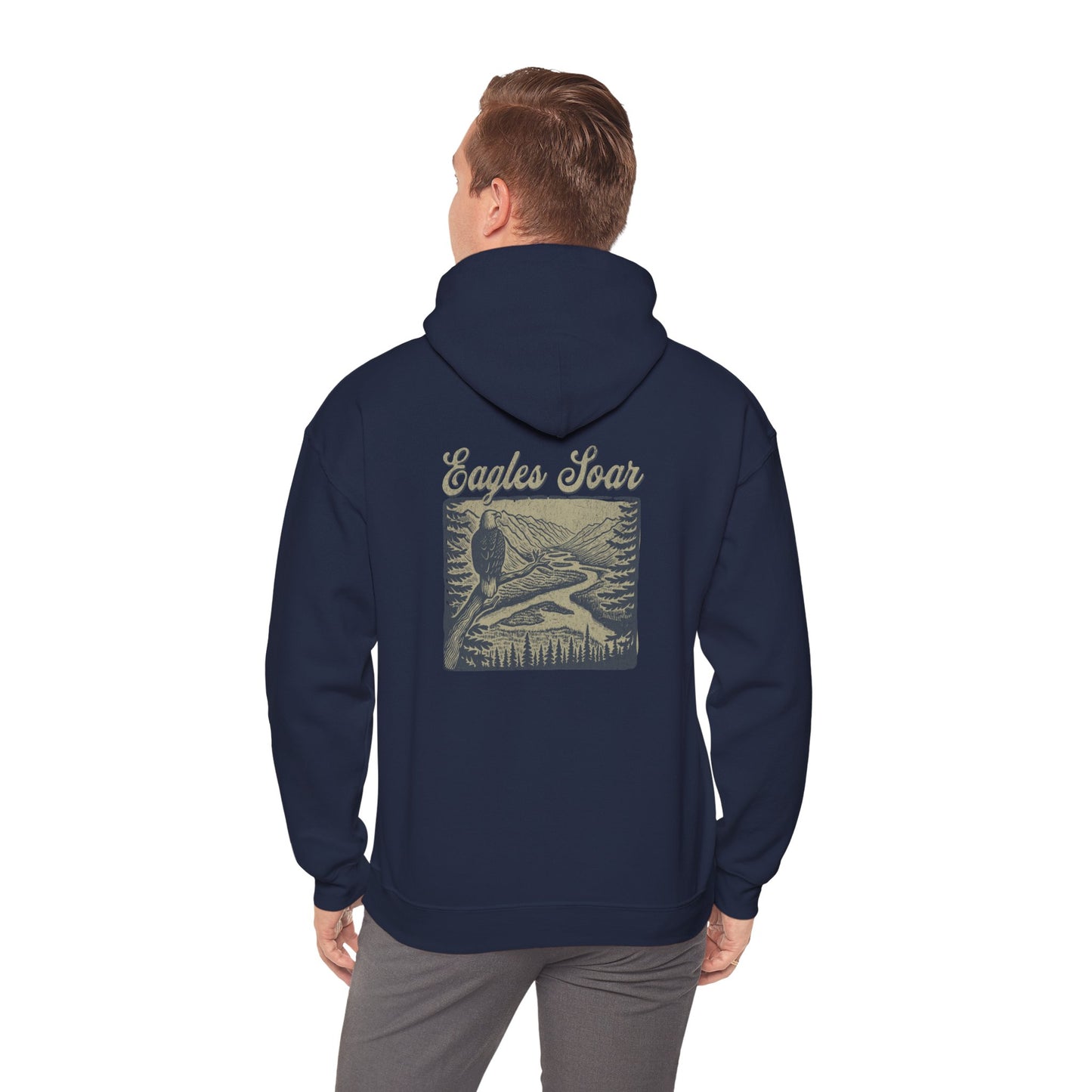 The Nerdy Birder - Eagle Soars Back Design Unisex Hoodie - Cozy Sweatshirt for Nature Lovers