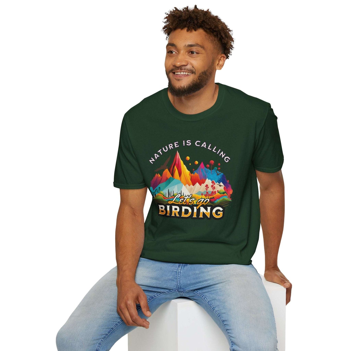 Nature Is Calling Birding Unisex Softstyle T-Shirt
