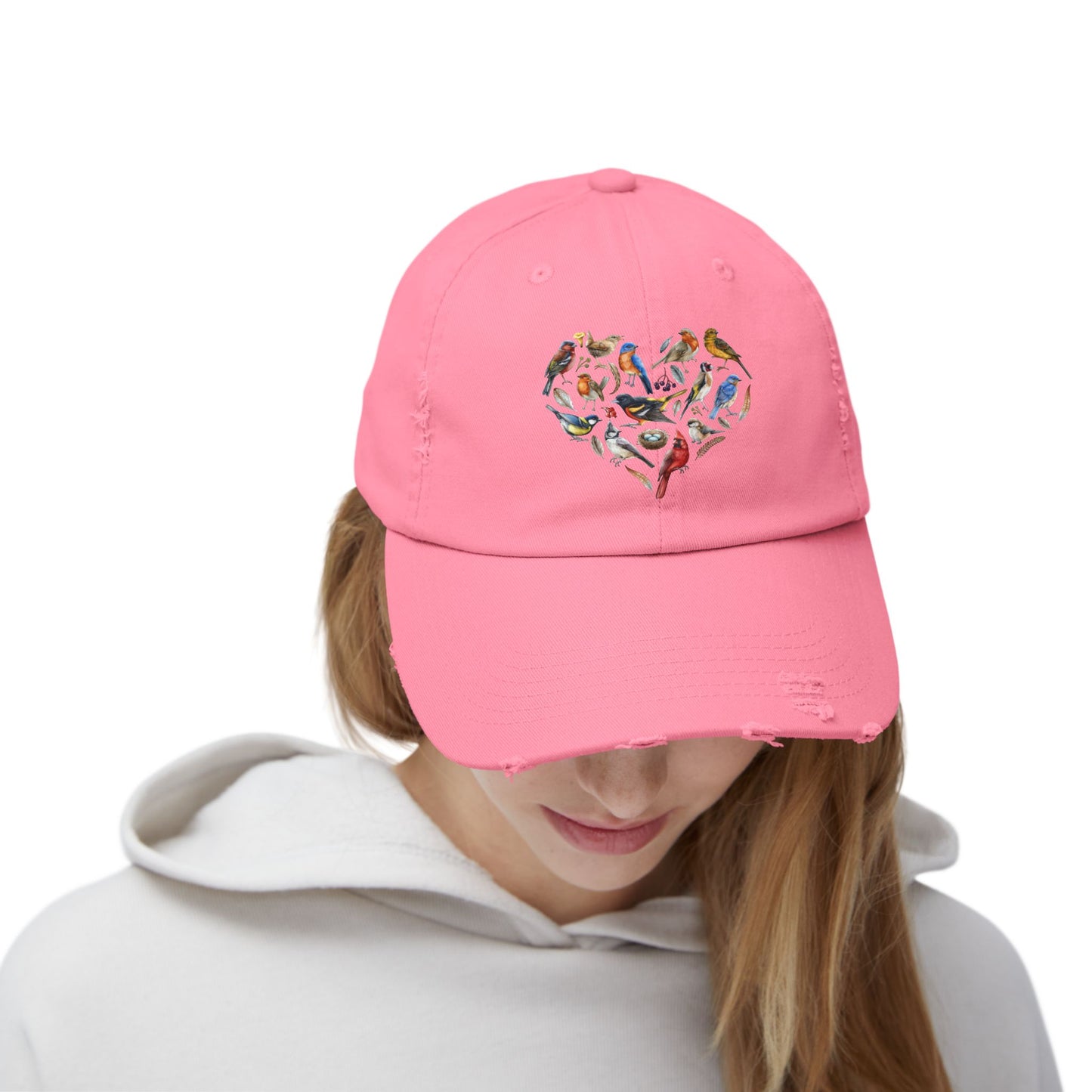 The Nerdy Birder Bird Heart Vintage Style Hat - Unisex Distressed Cap