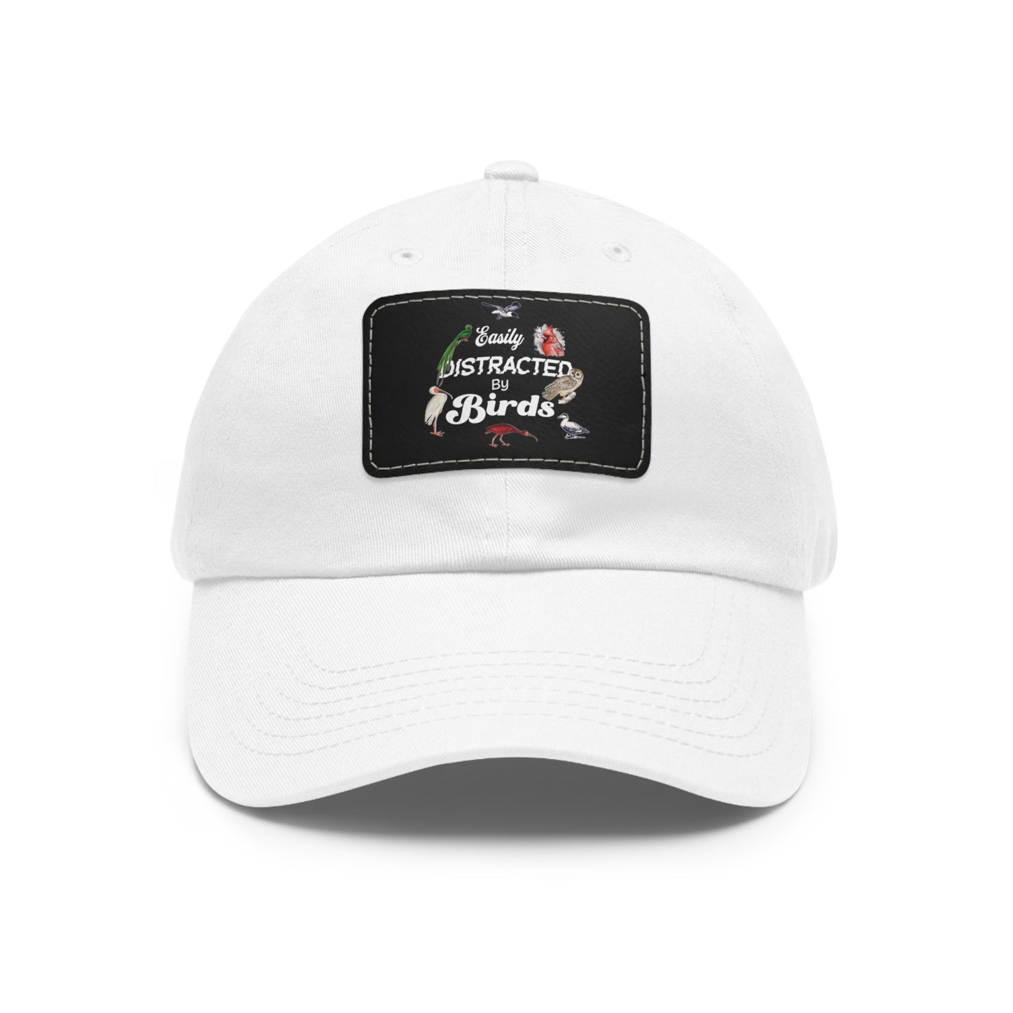 The Nerdy Birder Easily Distracted By Birds Dad Hat with Leather Patch, Casual Cap for Bird Lovers, Unisex
